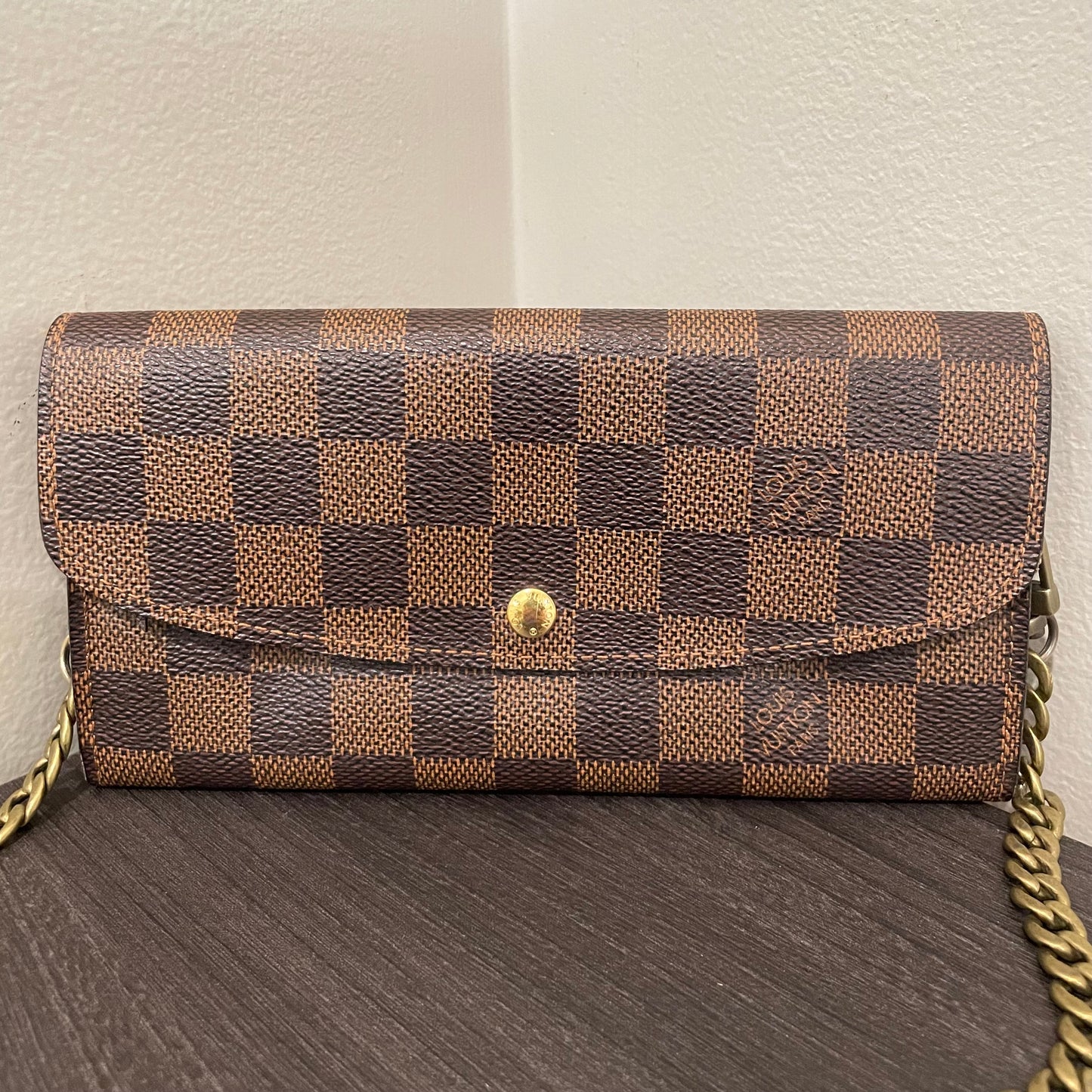 SOLD! Louis Vuitton Damier Ebene Wallet on Chain