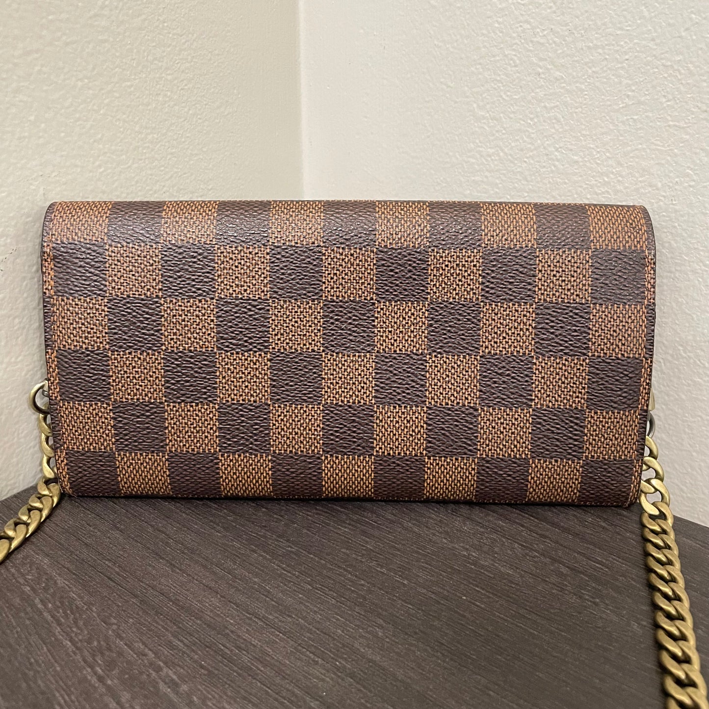 SOLD! Louis Vuitton Damier Ebene Wallet on Chain