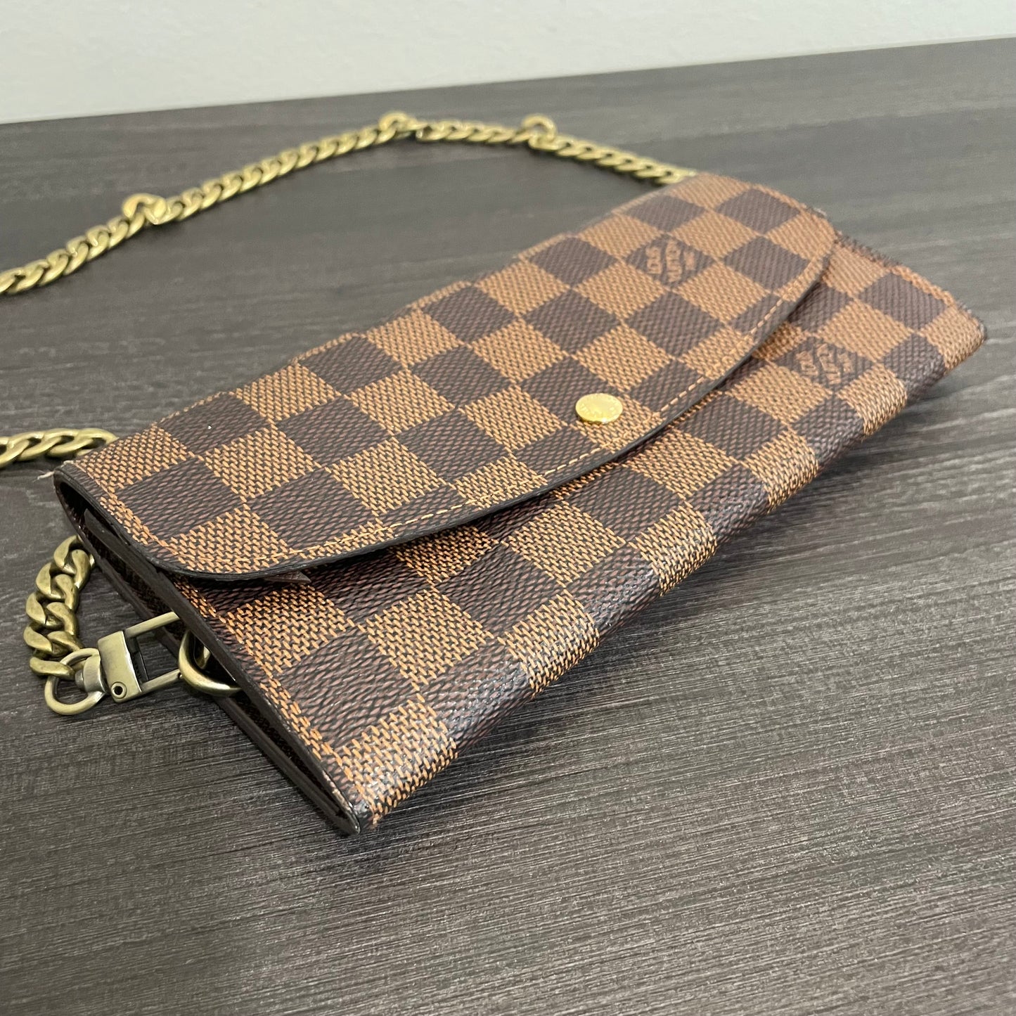 SOLD! Louis Vuitton Damier Ebene Wallet on Chain