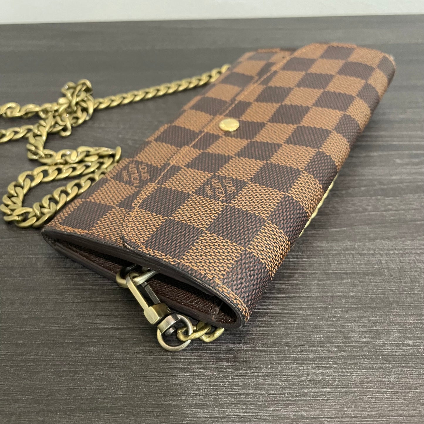 SOLD! Louis Vuitton Damier Ebene Wallet on Chain