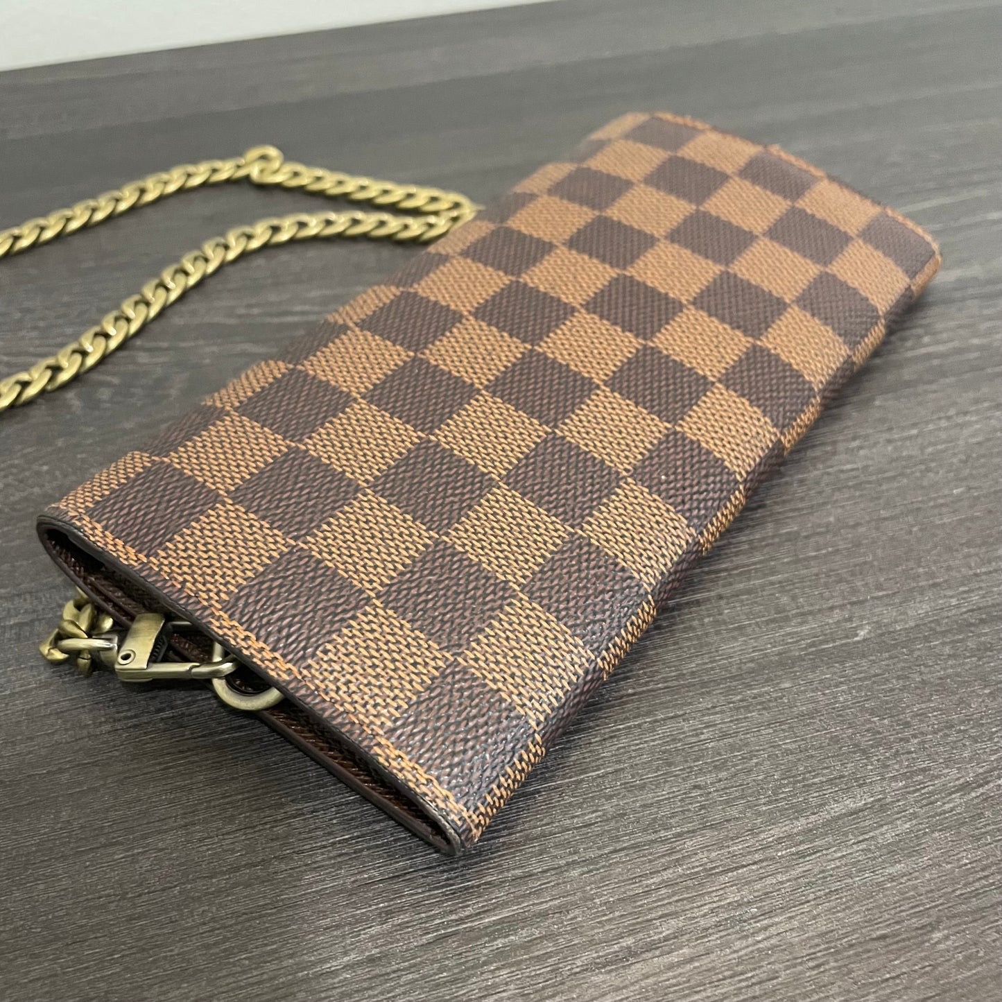 SOLD! Louis Vuitton Damier Ebene Wallet on Chain