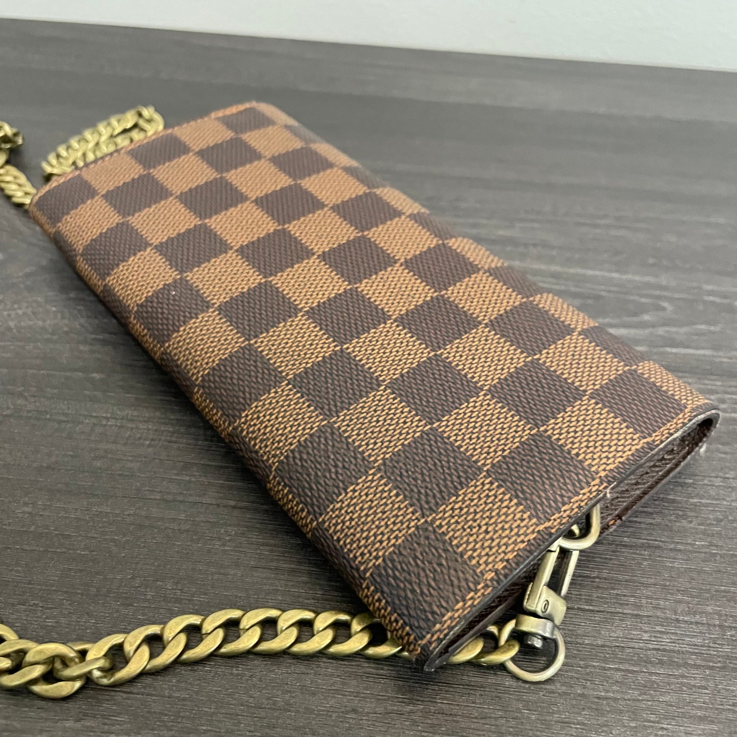 SOLD! Louis Vuitton Damier Ebene Wallet on Chain