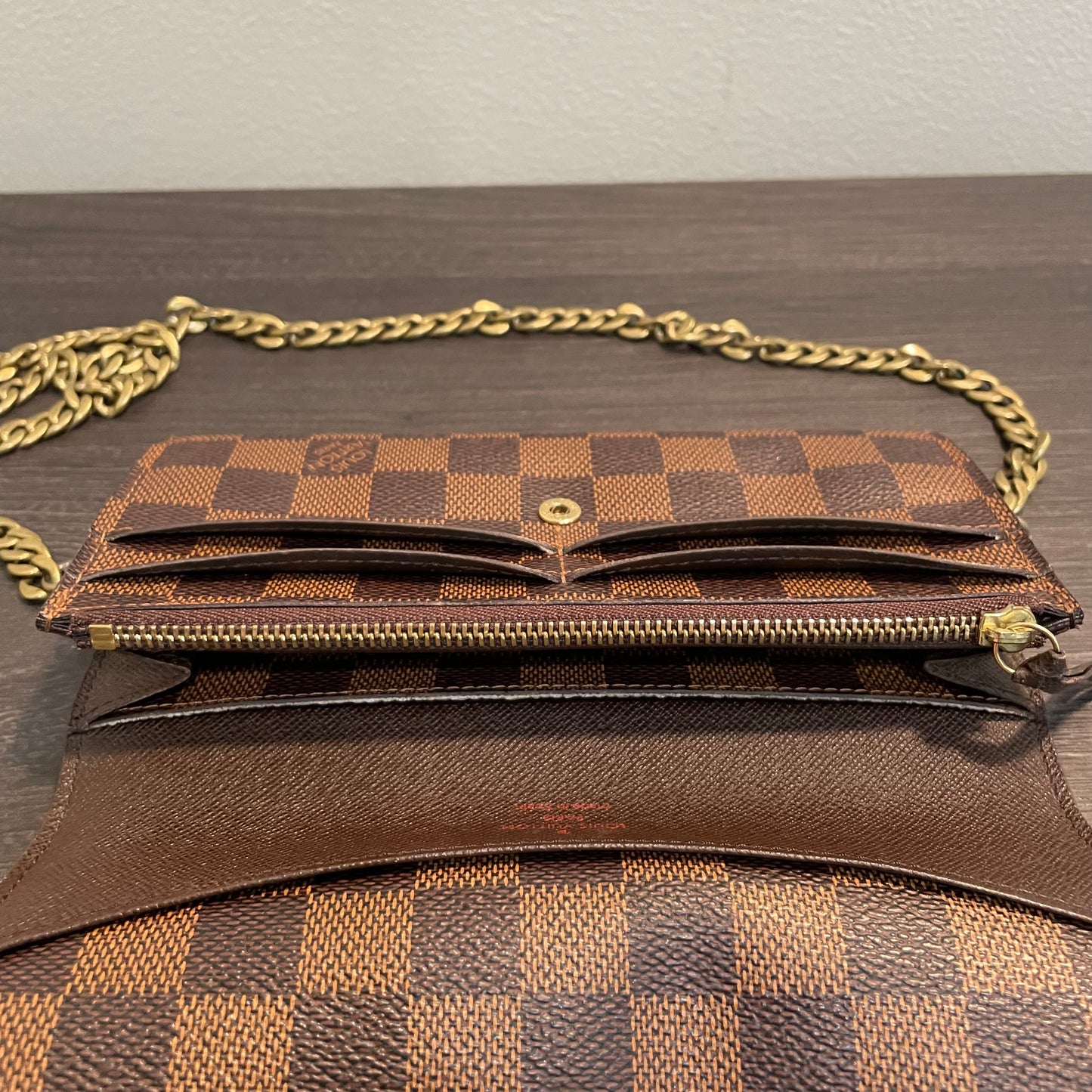 SOLD! Louis Vuitton Damier Ebene Wallet on Chain