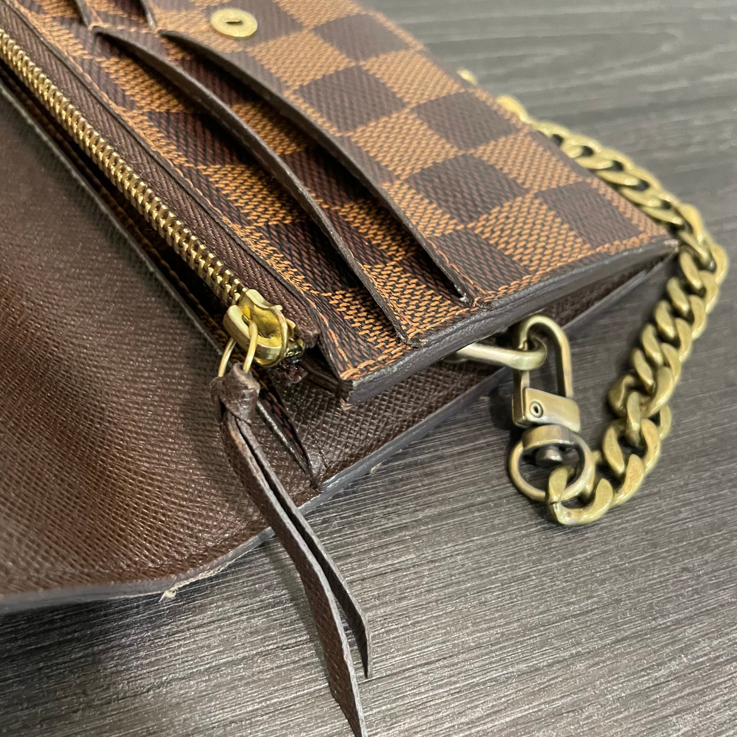 SOLD! Louis Vuitton Damier Ebene Wallet on Chain