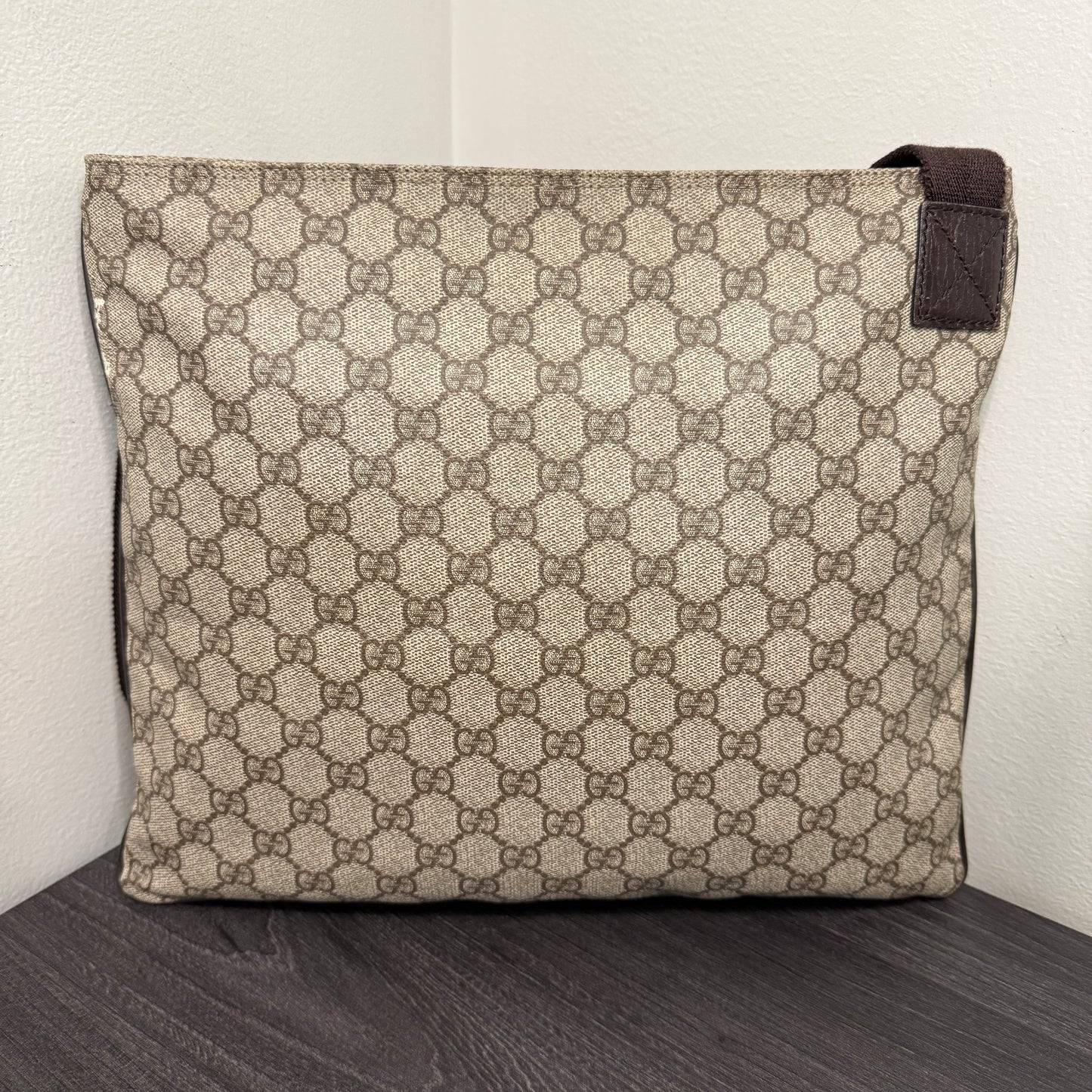 #1055 Gucci GG Coated Canvas Tote with Adjustable Strap