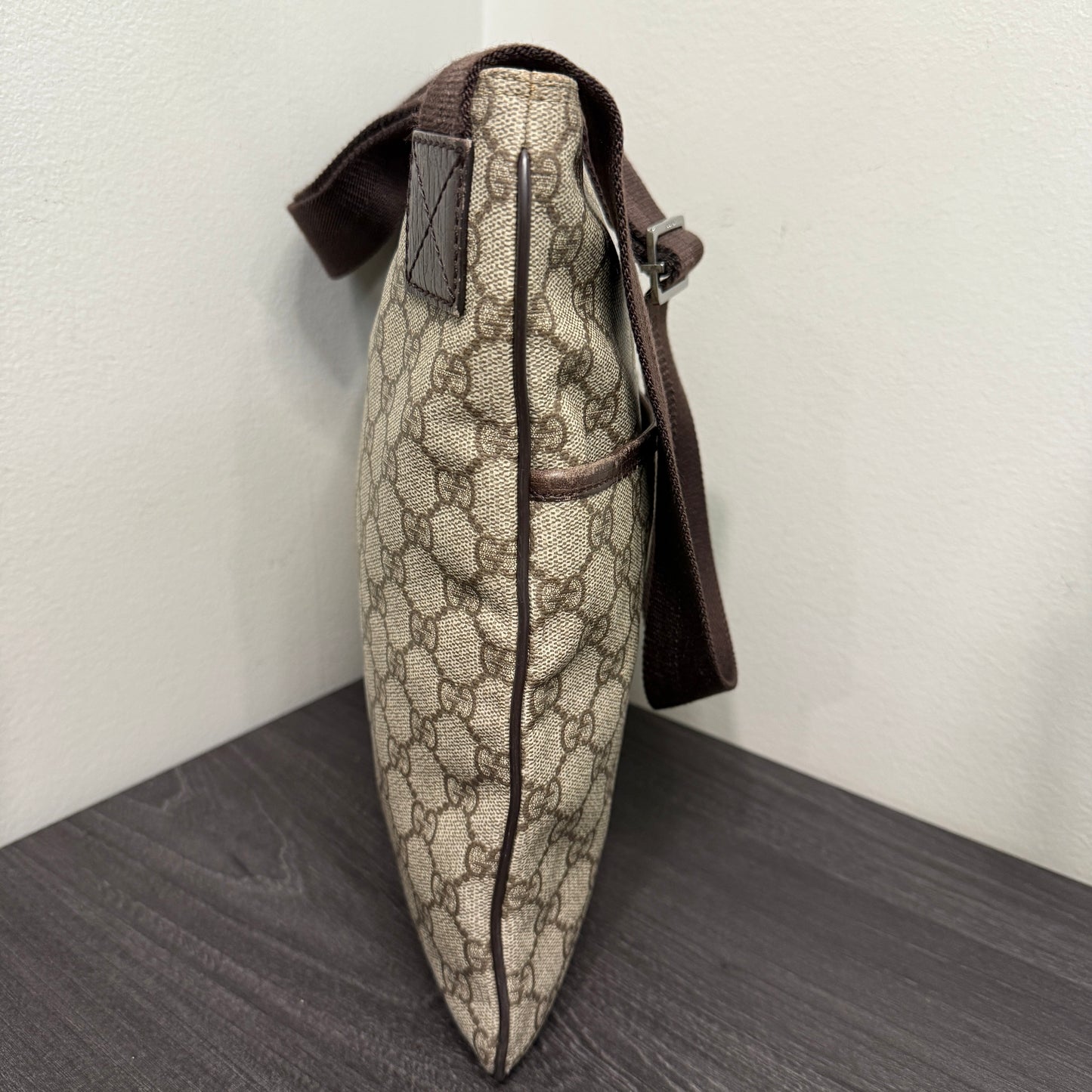 #1055 Gucci GG Coated Canvas Tote with Adjustable Strap