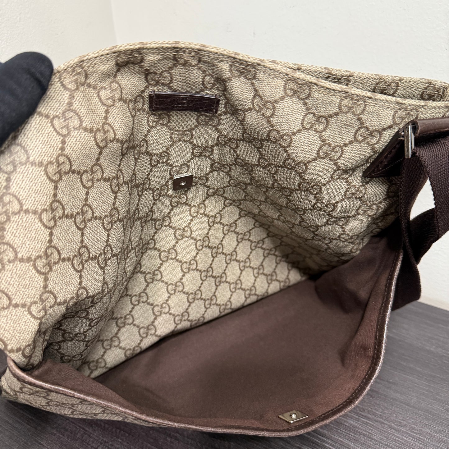 #1055 Gucci GG Coated Canvas Tote with Adjustable Strap