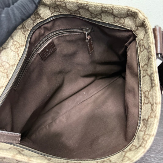 #1055 Gucci GG Coated Canvas Tote with Adjustable Strap