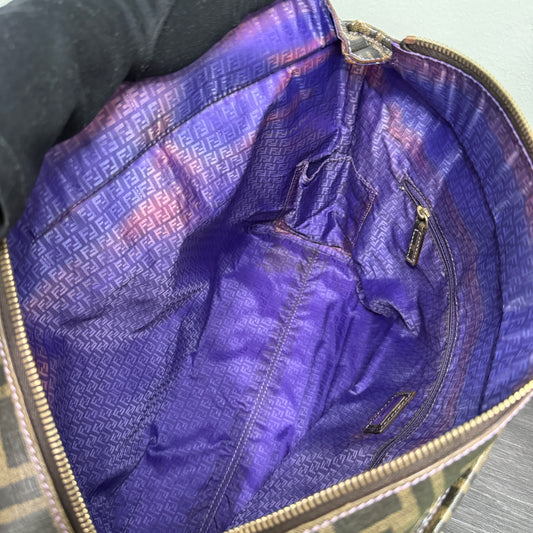 #1056 FENDI Zucca Spalmati Small Roll Tote Tobacco Viola