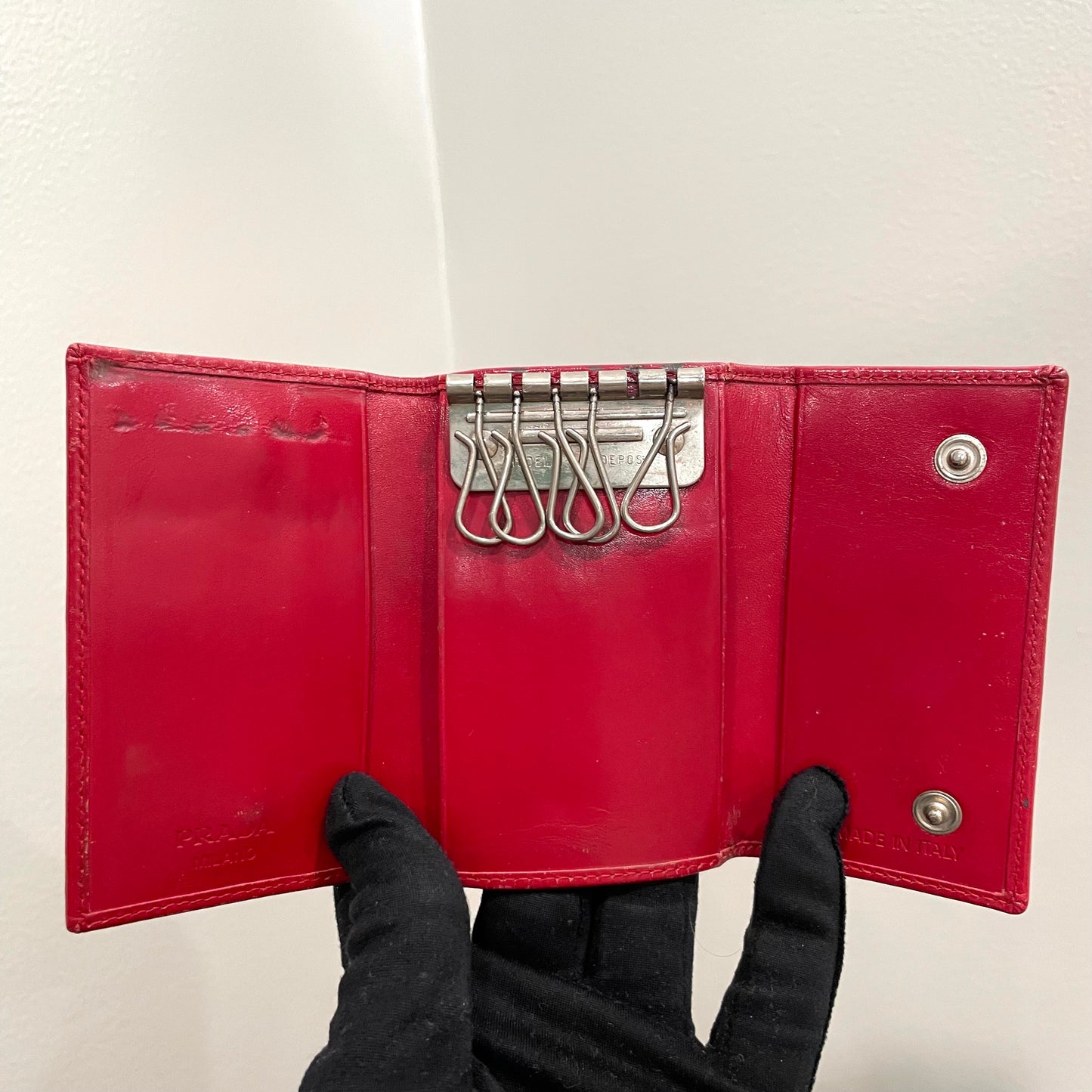 #136 PRADA Red Leather Key Case