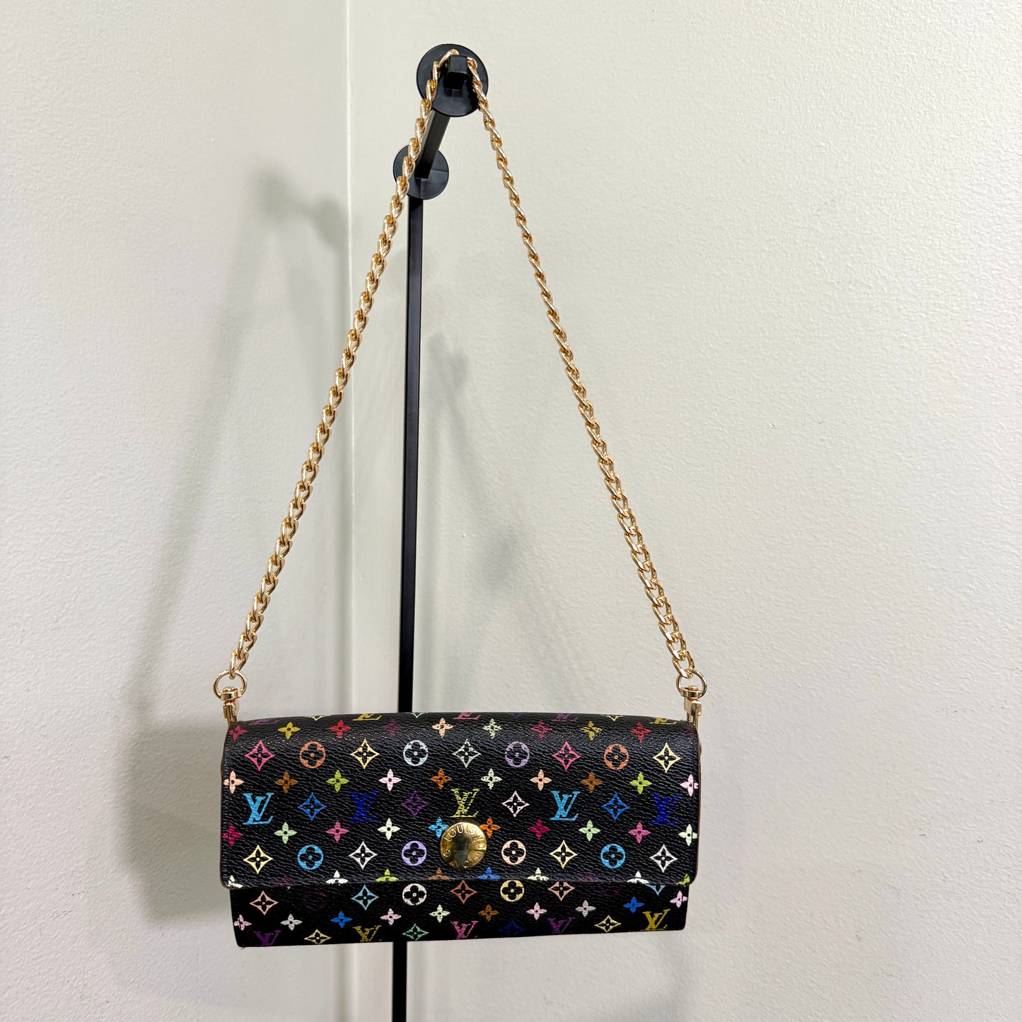 1015-02 LOUIS VUITTON x MURAKAMI Black & Lavender Sarah Wallet with Removable Chain