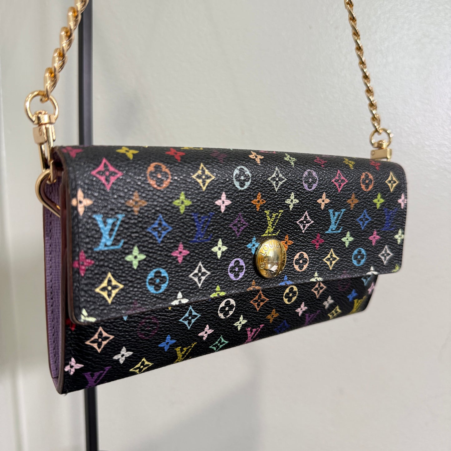 1015-02 LOUIS VUITTON x MURAKAMI Black & Lavender Sarah Wallet with Removable Chain