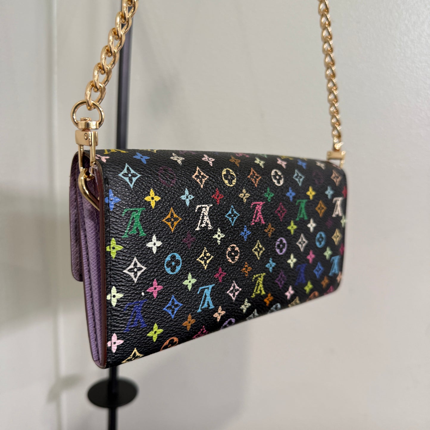 1015-02 LOUIS VUITTON x MURAKAMI Black & Lavender Sarah Wallet with Removable Chain
