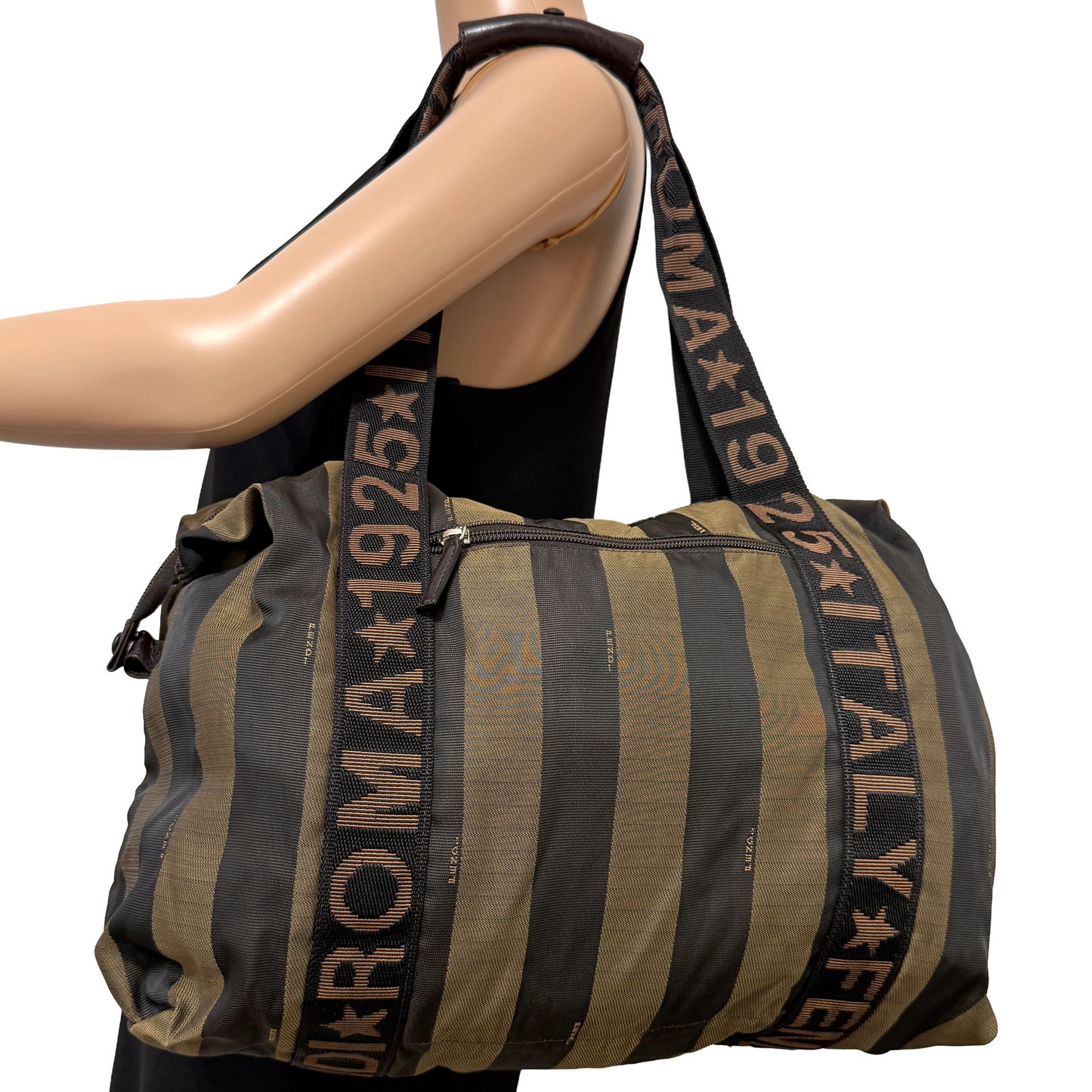 1015-03 FENDI Roma 1925 Pequin Weekender Bag