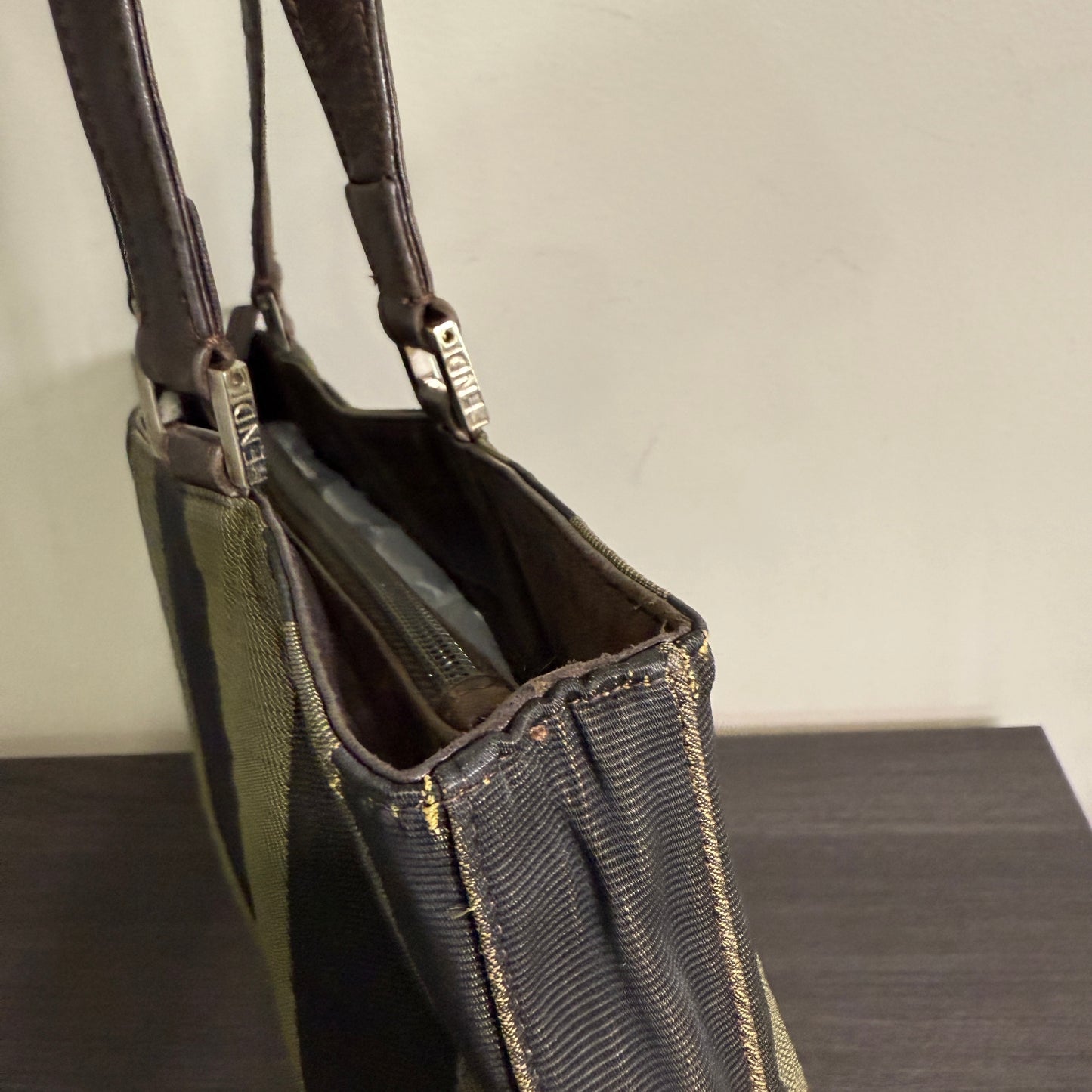 1015-04 FENDI Striped Pequin Bag