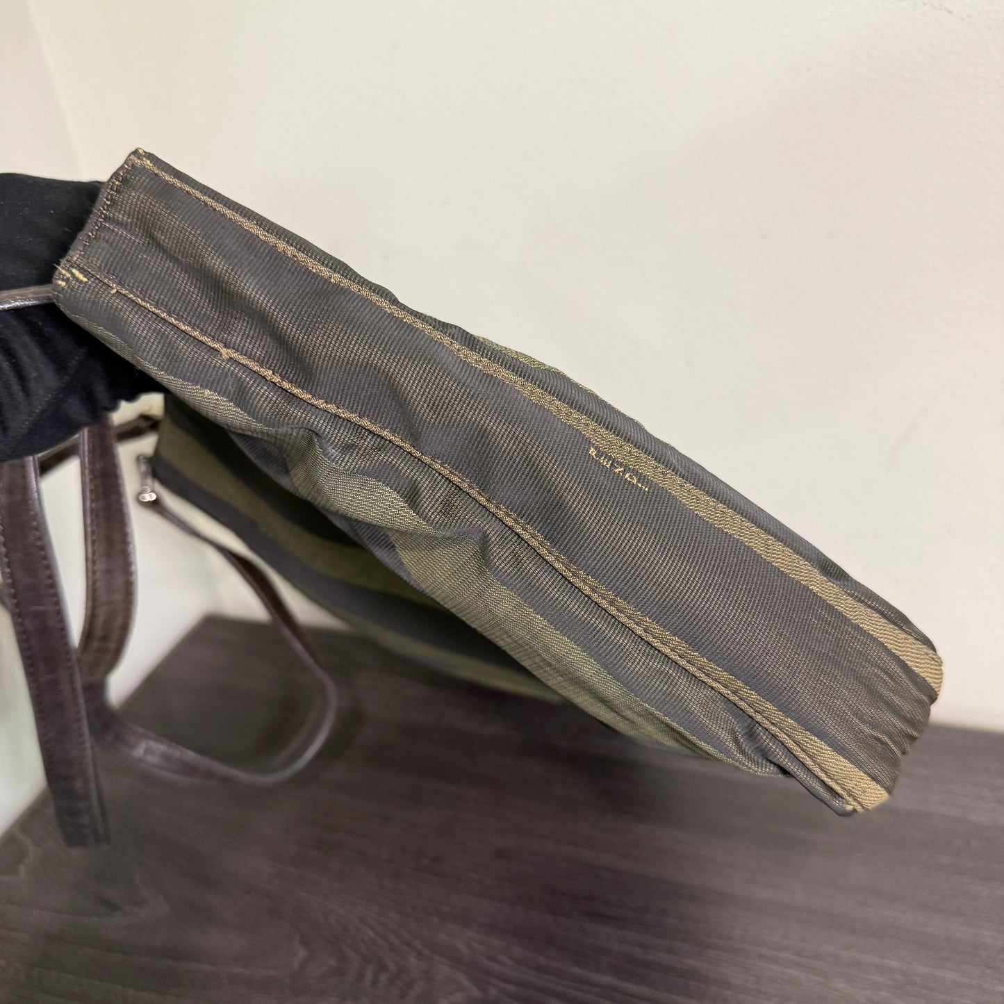 1015-04 FENDI Striped Pequin Bag