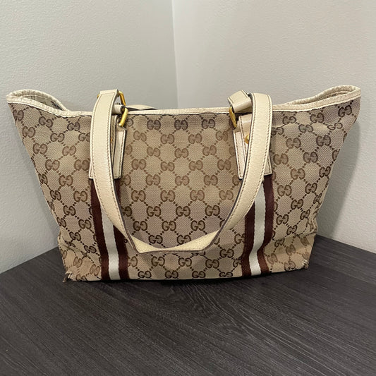 #865 GUCCI GG Canvas Bamboo Trinket Shoulder Bag