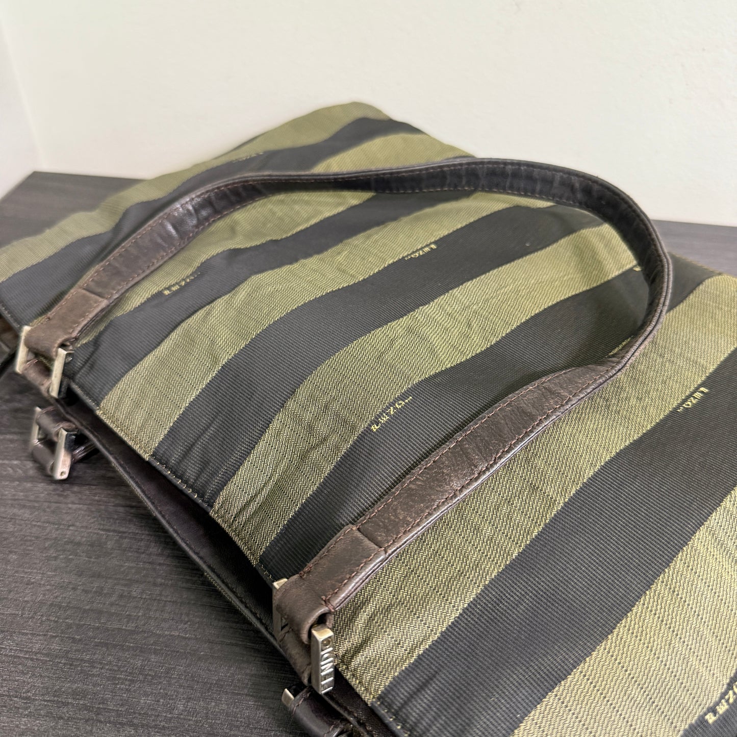 1015-04 FENDI Striped Pequin Bag