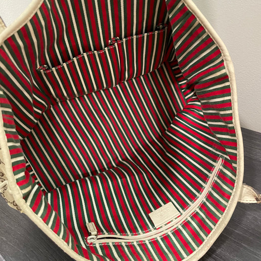 #868 GUCCI GG Canvas Stripe Interior Shoulder Bag