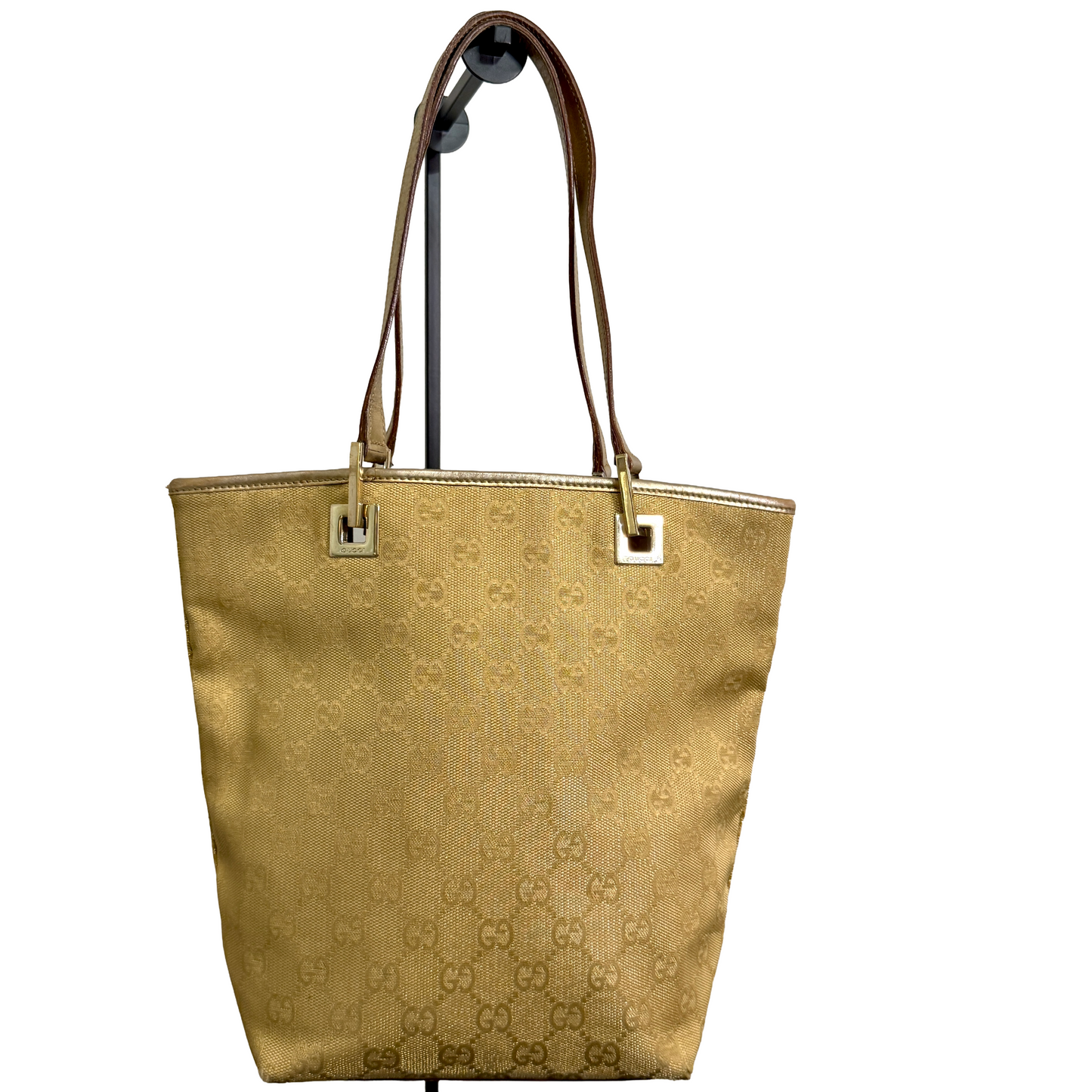 1015-07 GUCCI Gold GG Canvas Tote