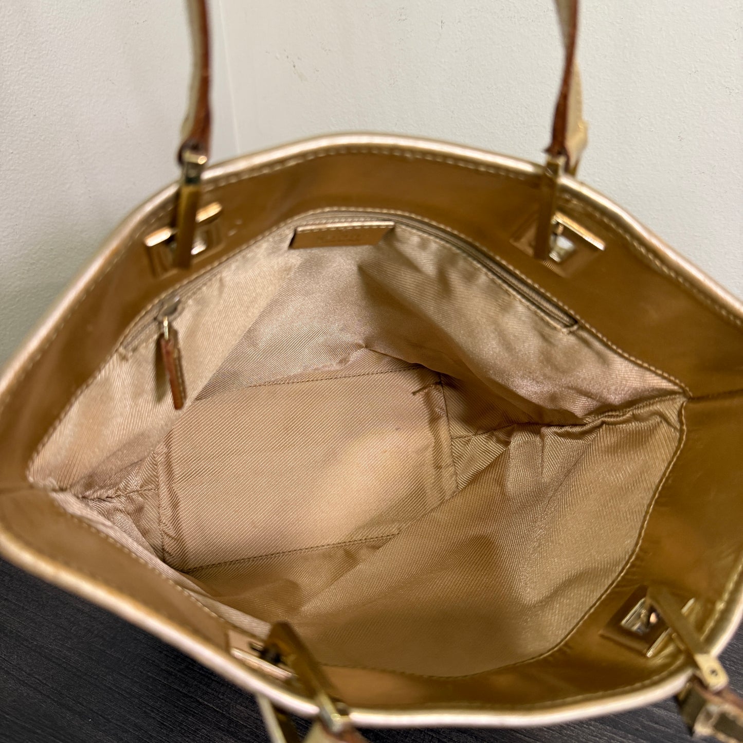 1015-07 GUCCI Gold GG Canvas Tote