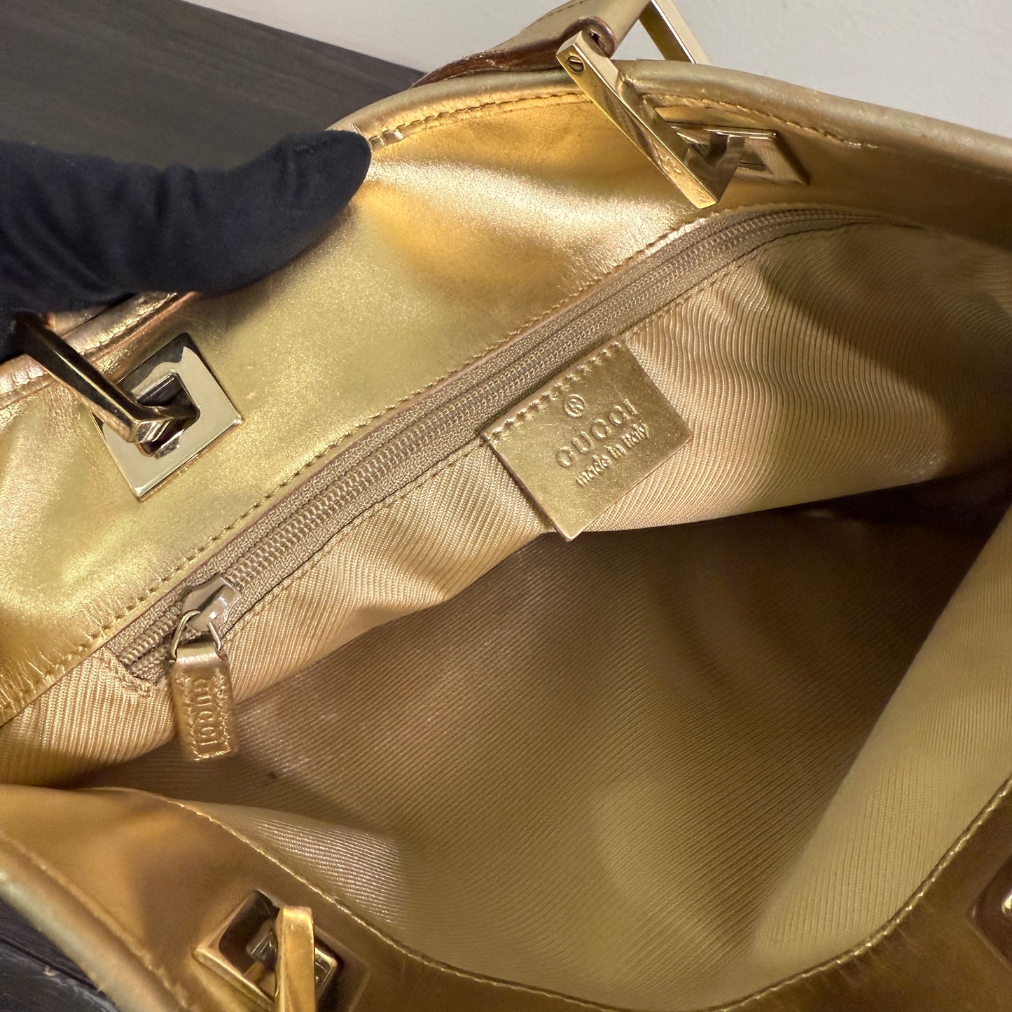1015-07 GUCCI Gold GG Canvas Tote