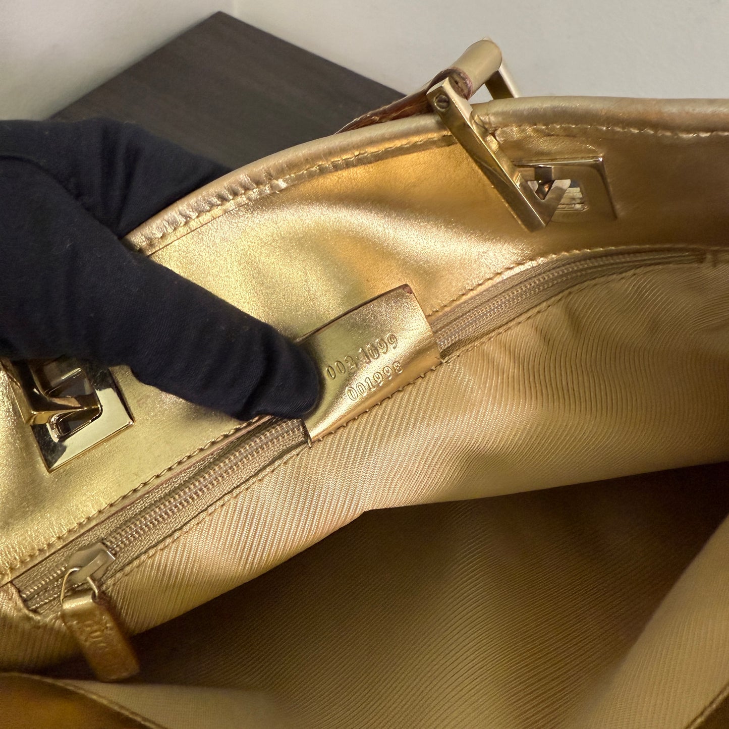 1015-07 GUCCI Gold GG Canvas Tote