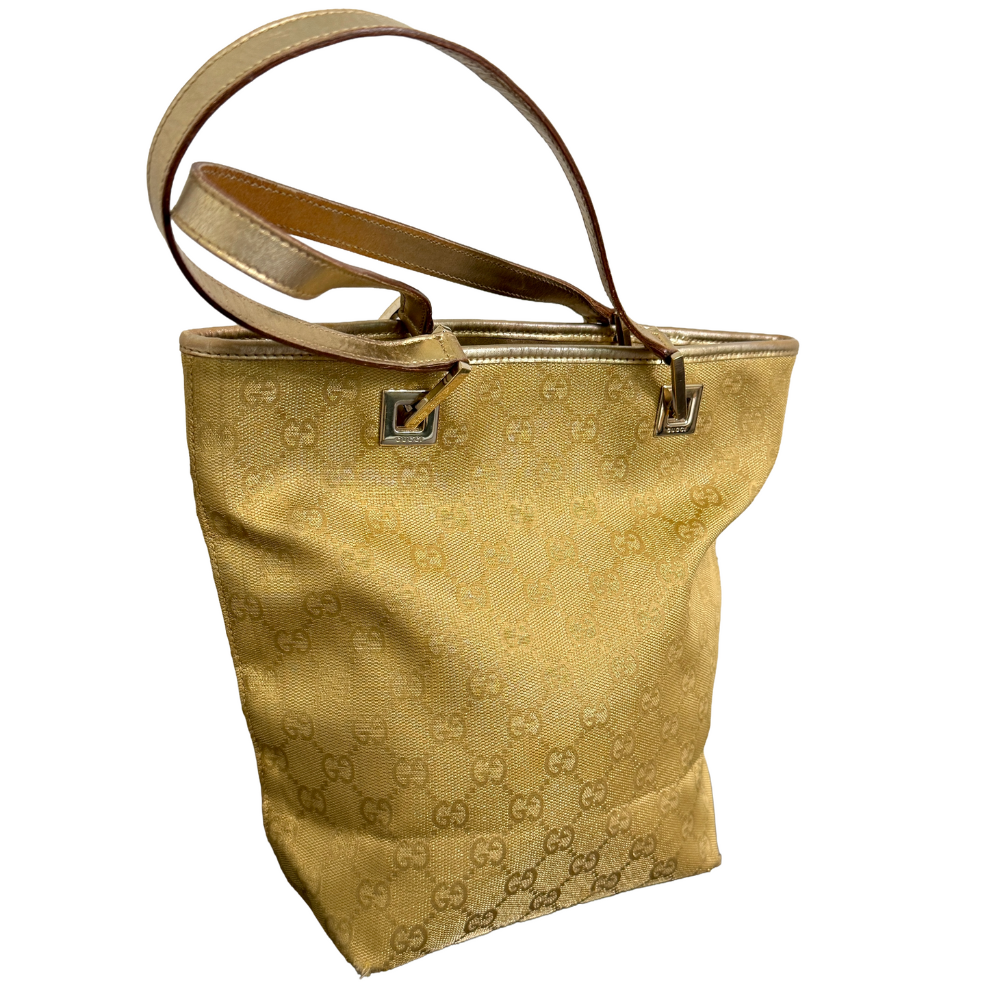 1015-07 GUCCI Gold GG Canvas Tote