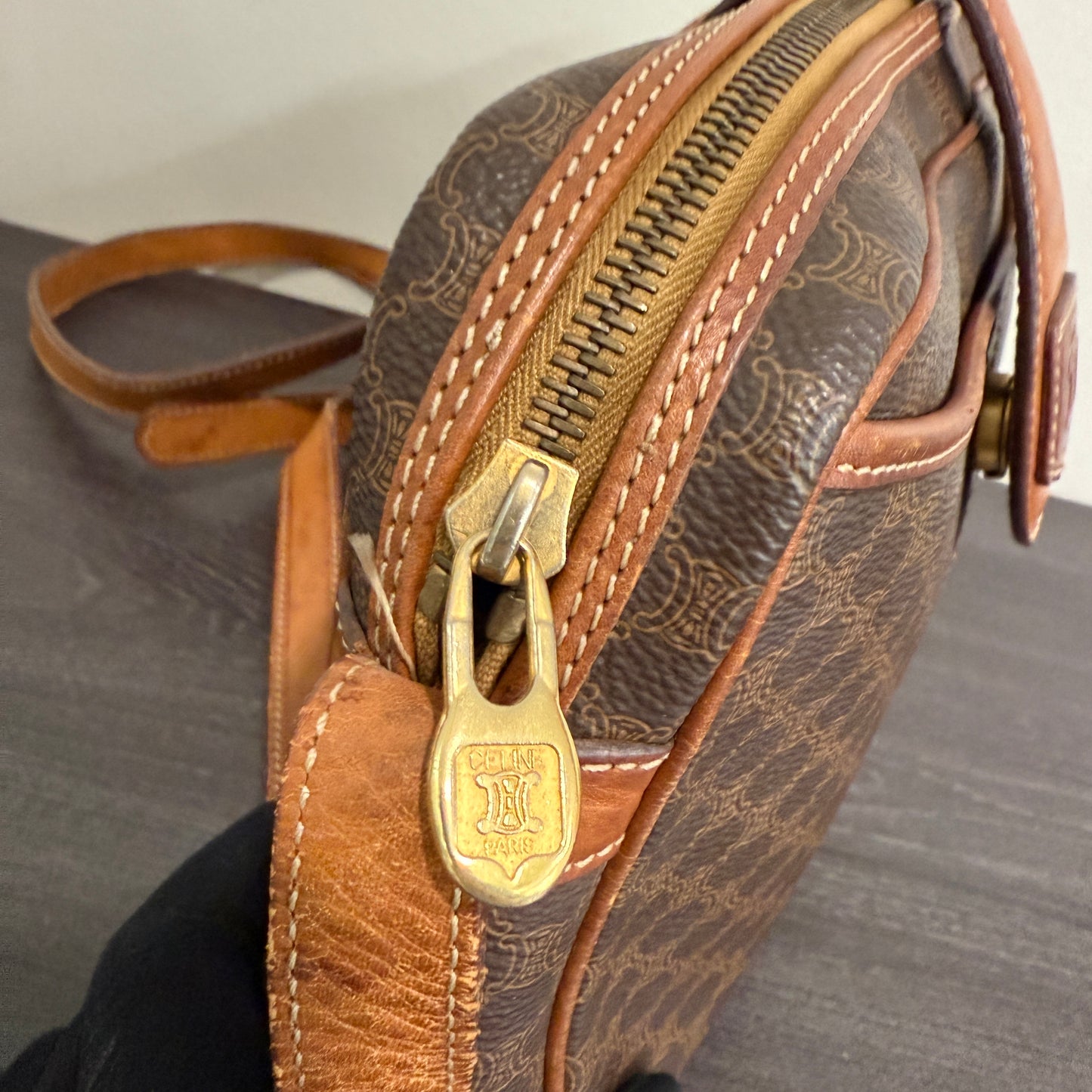 1015-11 CELINE Macadam Messenger Bag Vintage