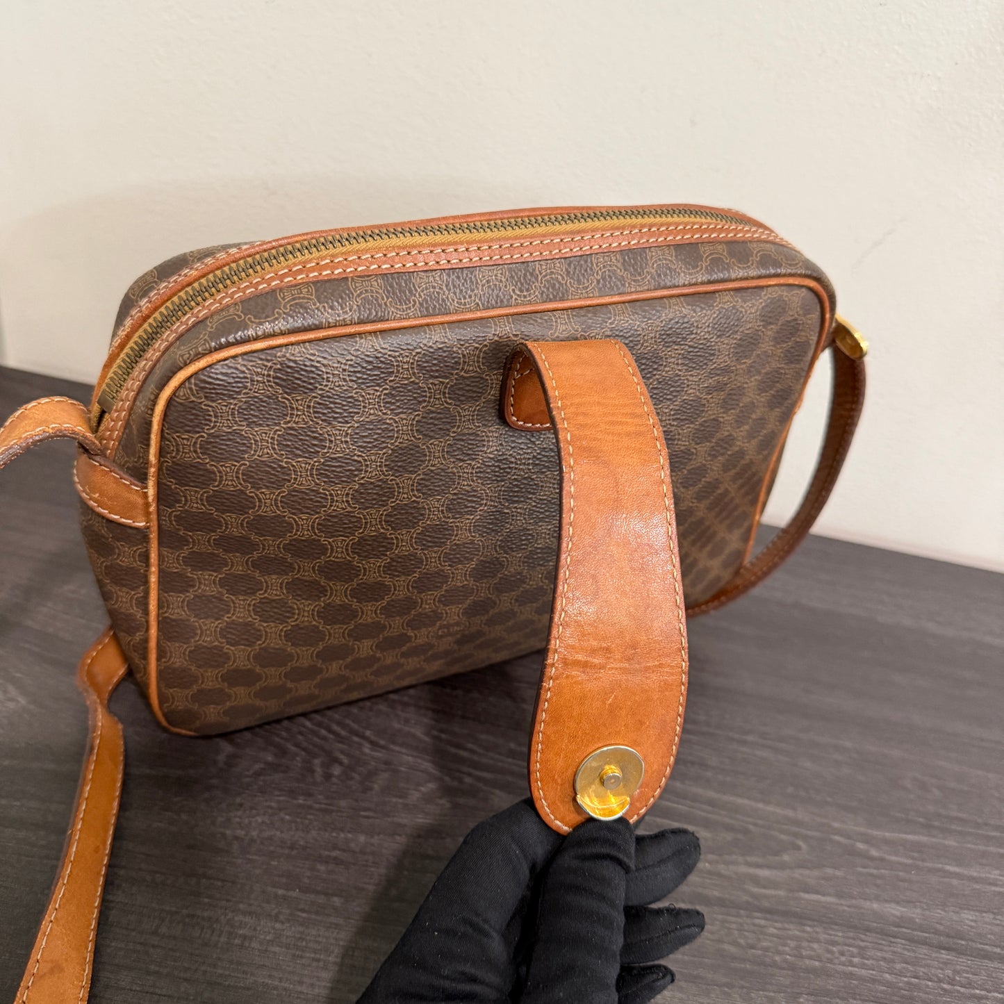 1015-11 CELINE Macadam Messenger Bag Vintage