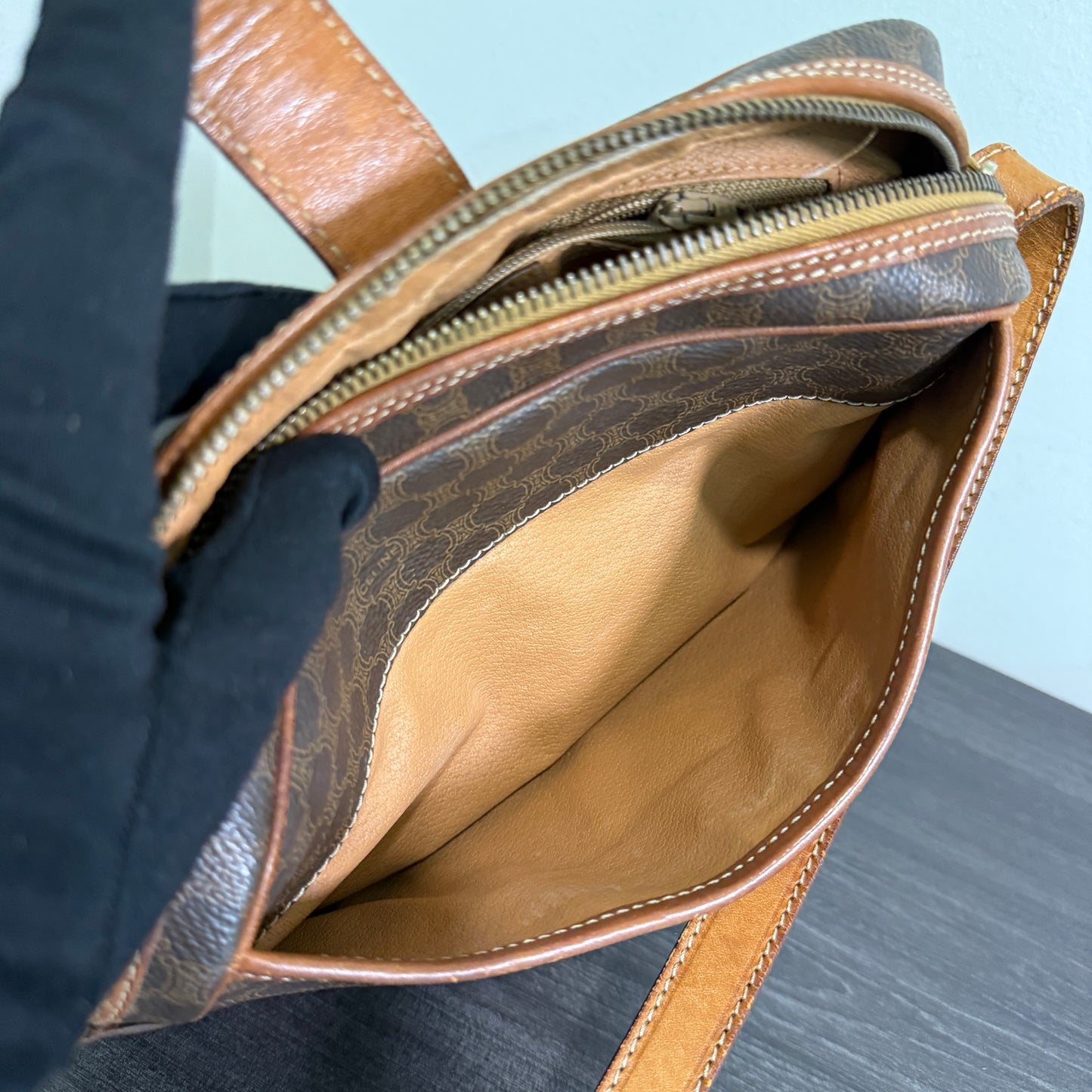1015-11 CELINE Macadam Messenger Bag Vintage