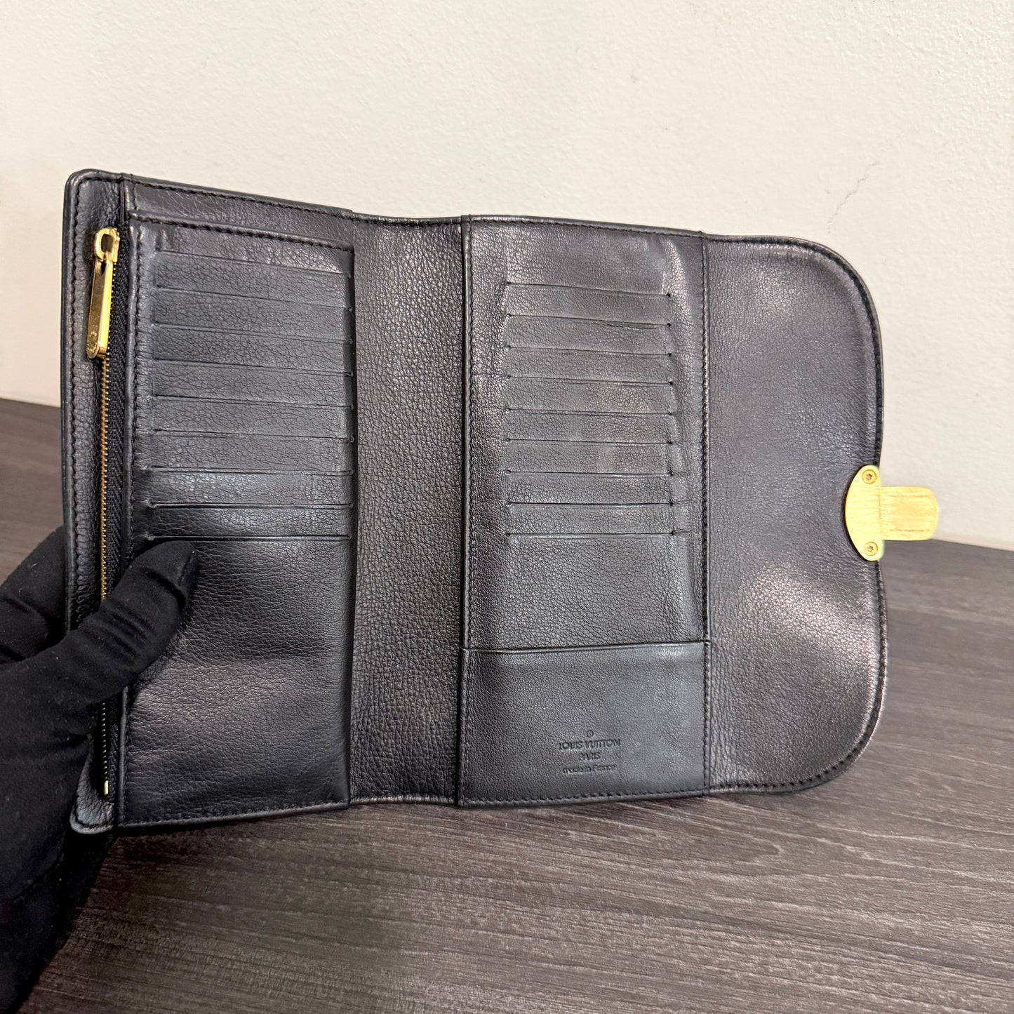 LOUIS VUITTON Black Mahina Amelia Wallet