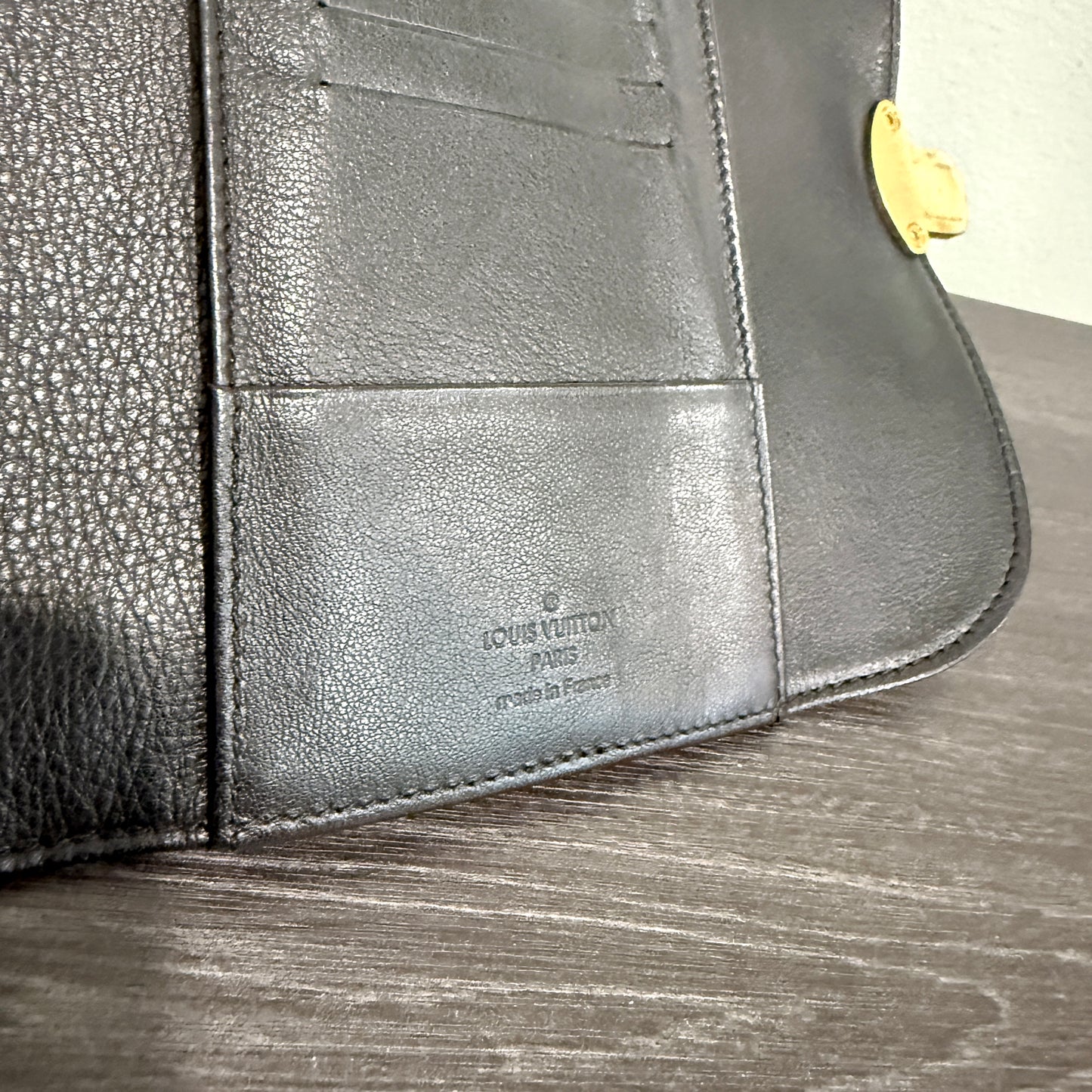 LOUIS VUITTON Black Mahina Amelia Wallet