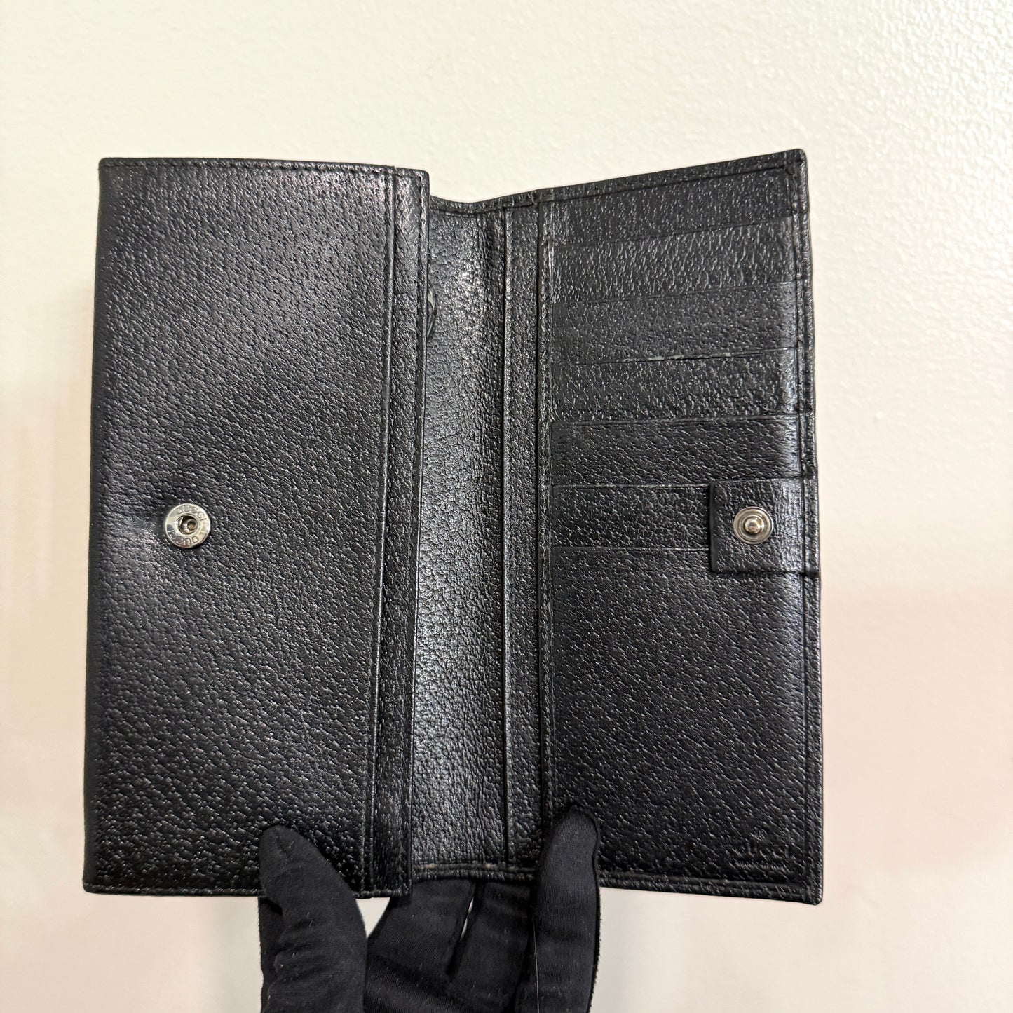 1015-20 GUCCI Black GG Long Wallet
