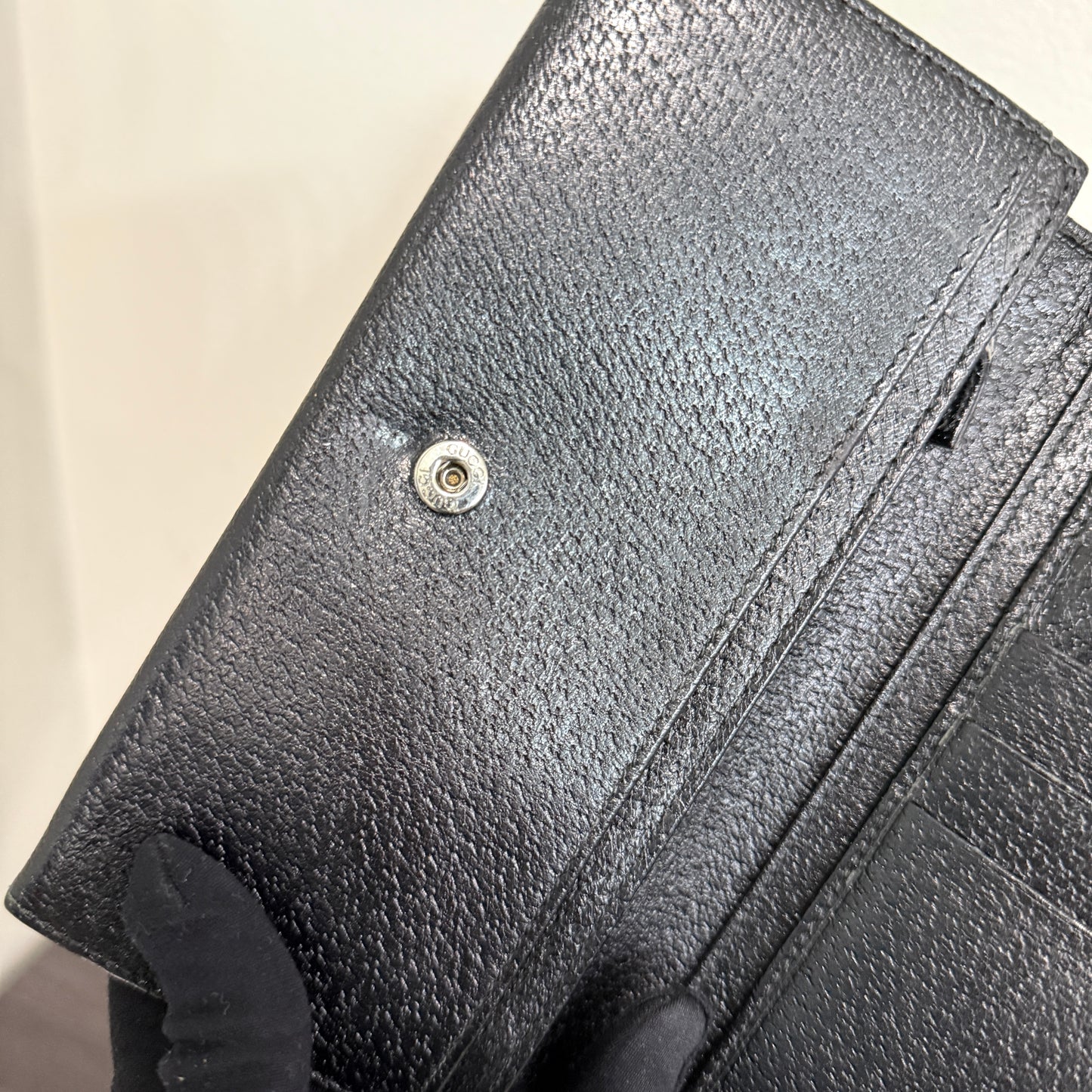 1015-20 GUCCI Black GG Long Wallet