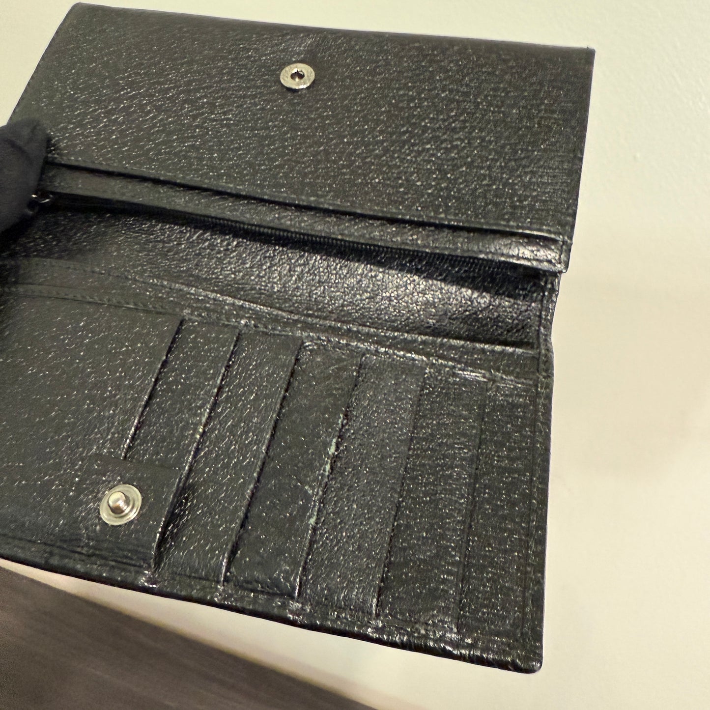 1015-20 GUCCI Black GG Long Wallet