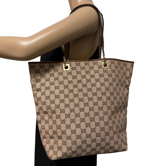 1015-08 GUCCI Brown GG Canvas Tote
