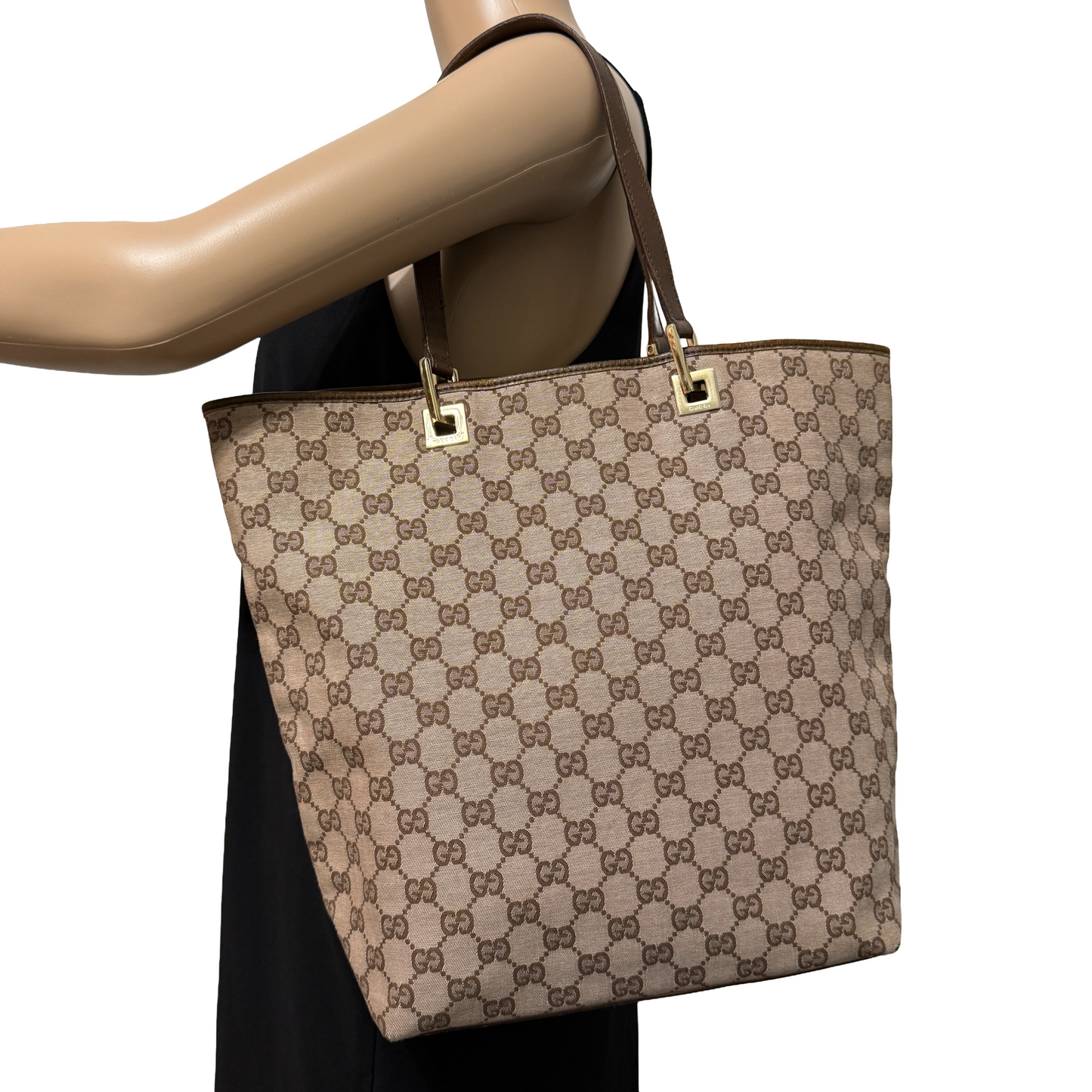 1015-08 GUCCI Brown GG Canvas Tote