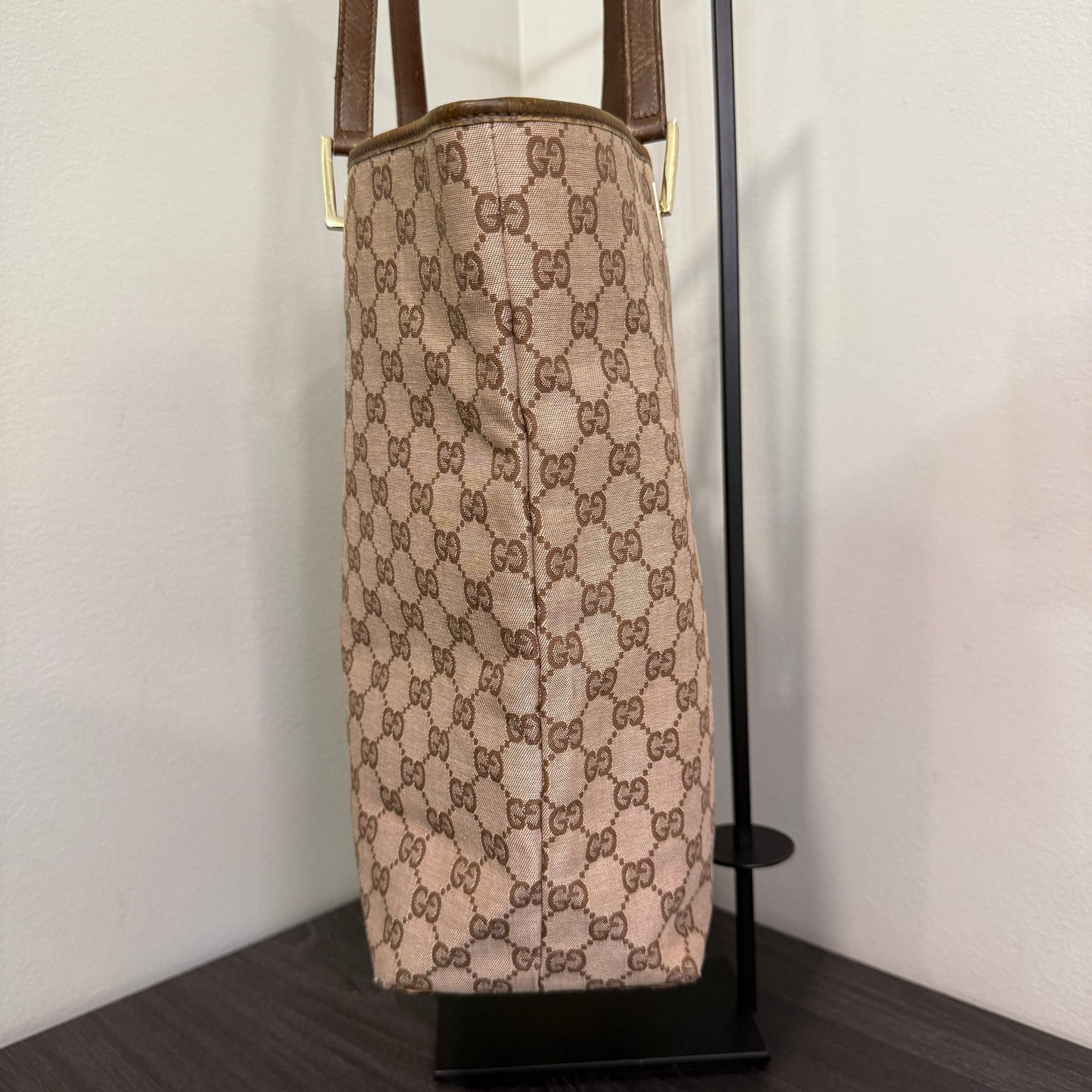 1015-08 GUCCI Brown GG Canvas Tote