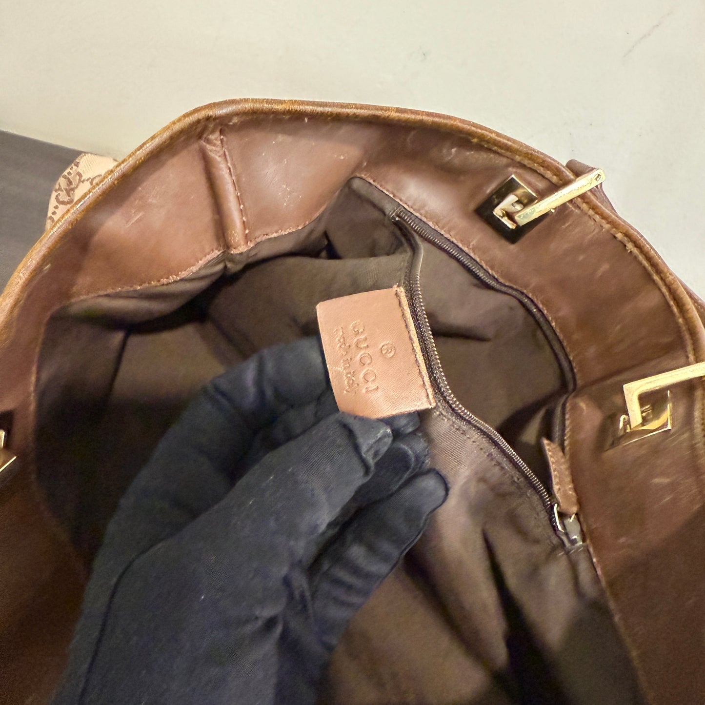 1015-08 GUCCI Brown GG Canvas Tote