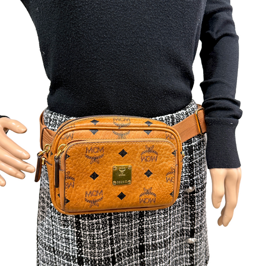 #1144 MCM Reversible Crossbody and Bumbag in Cognac Visetos (SZ)