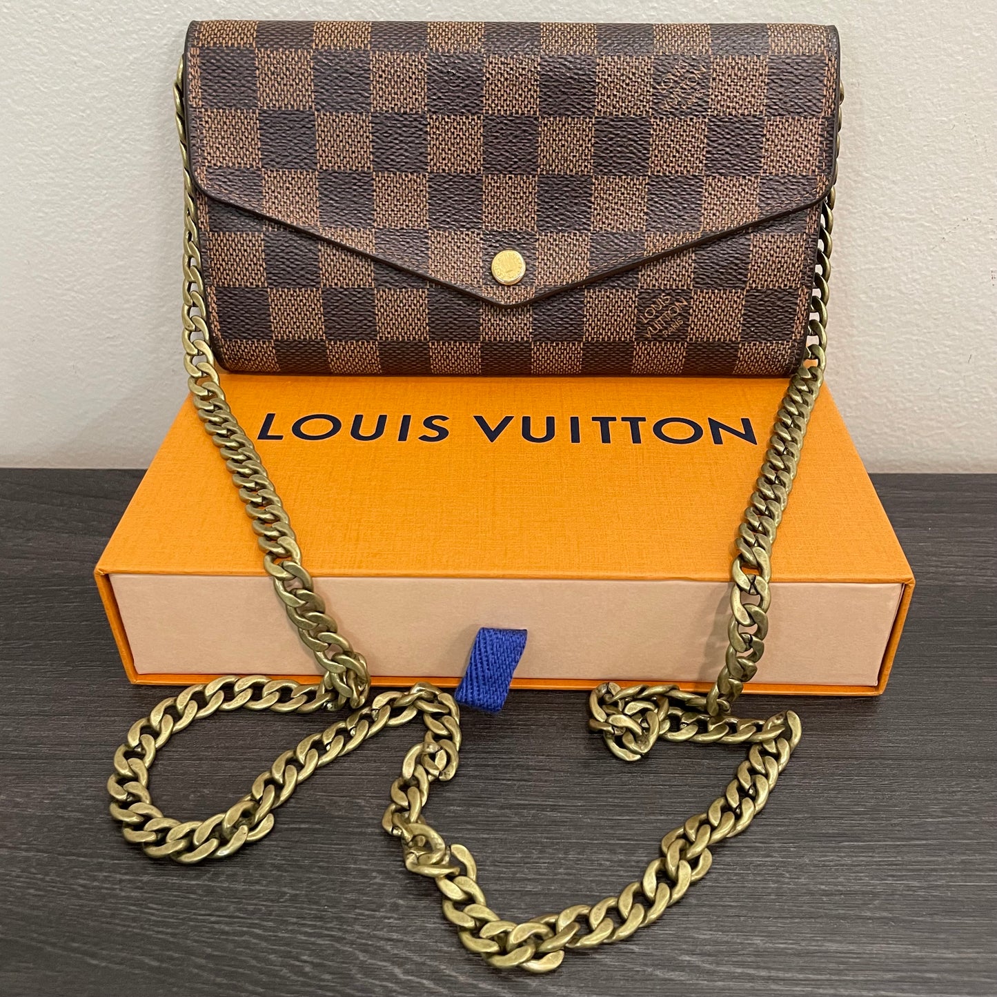 Louis Vuitton Damier Ebene Wallet on Chain & Storage Box