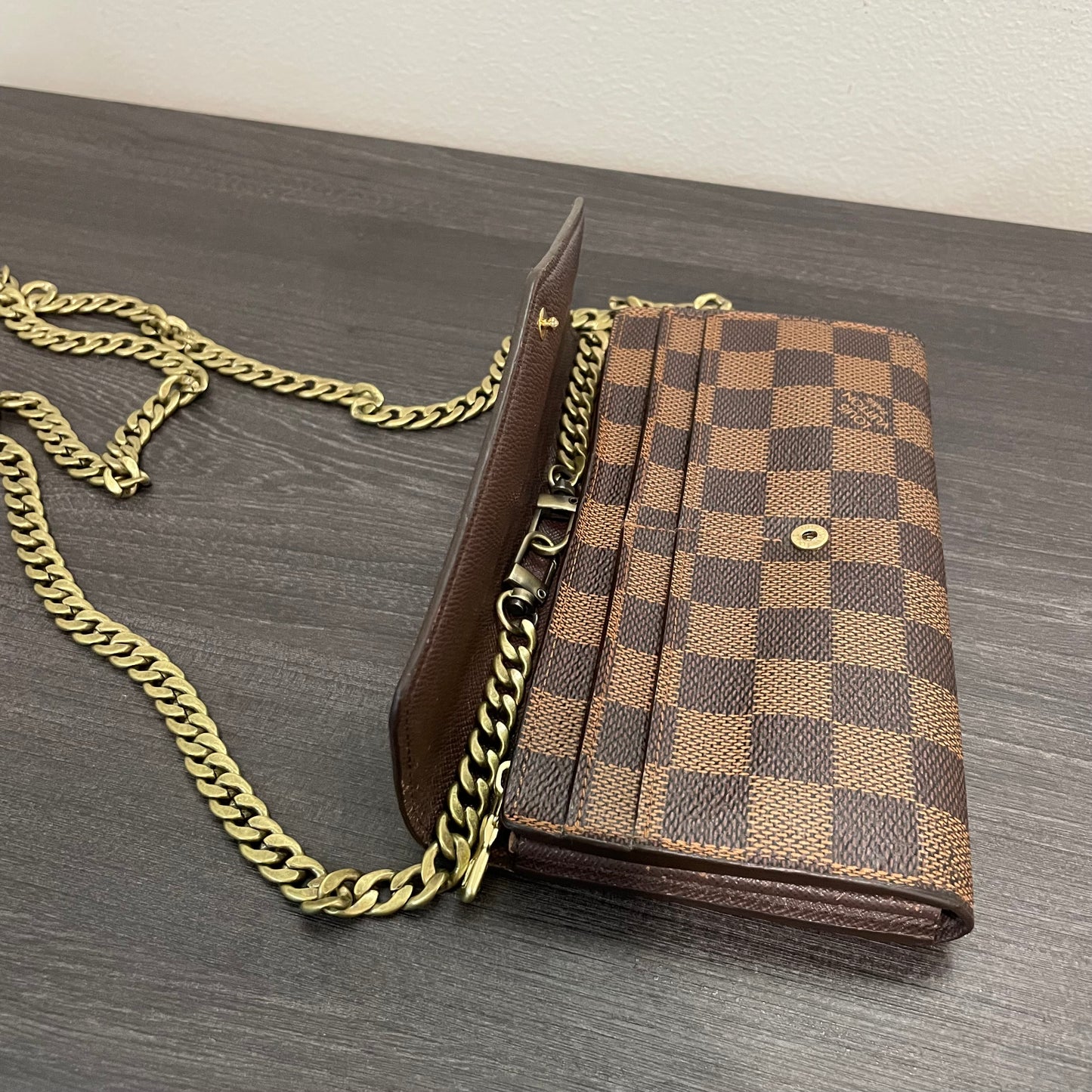 Louis Vuitton Damier Ebene Wallet on Chain & Storage Box