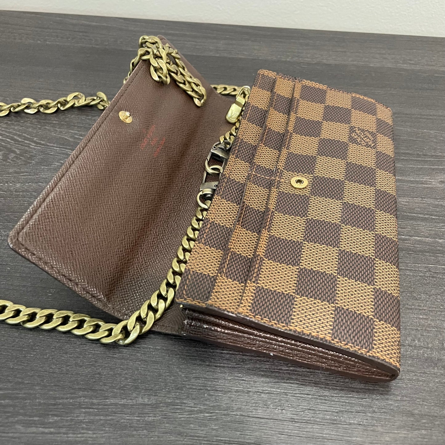 Louis Vuitton Damier Ebene Wallet on Chain & Storage Box