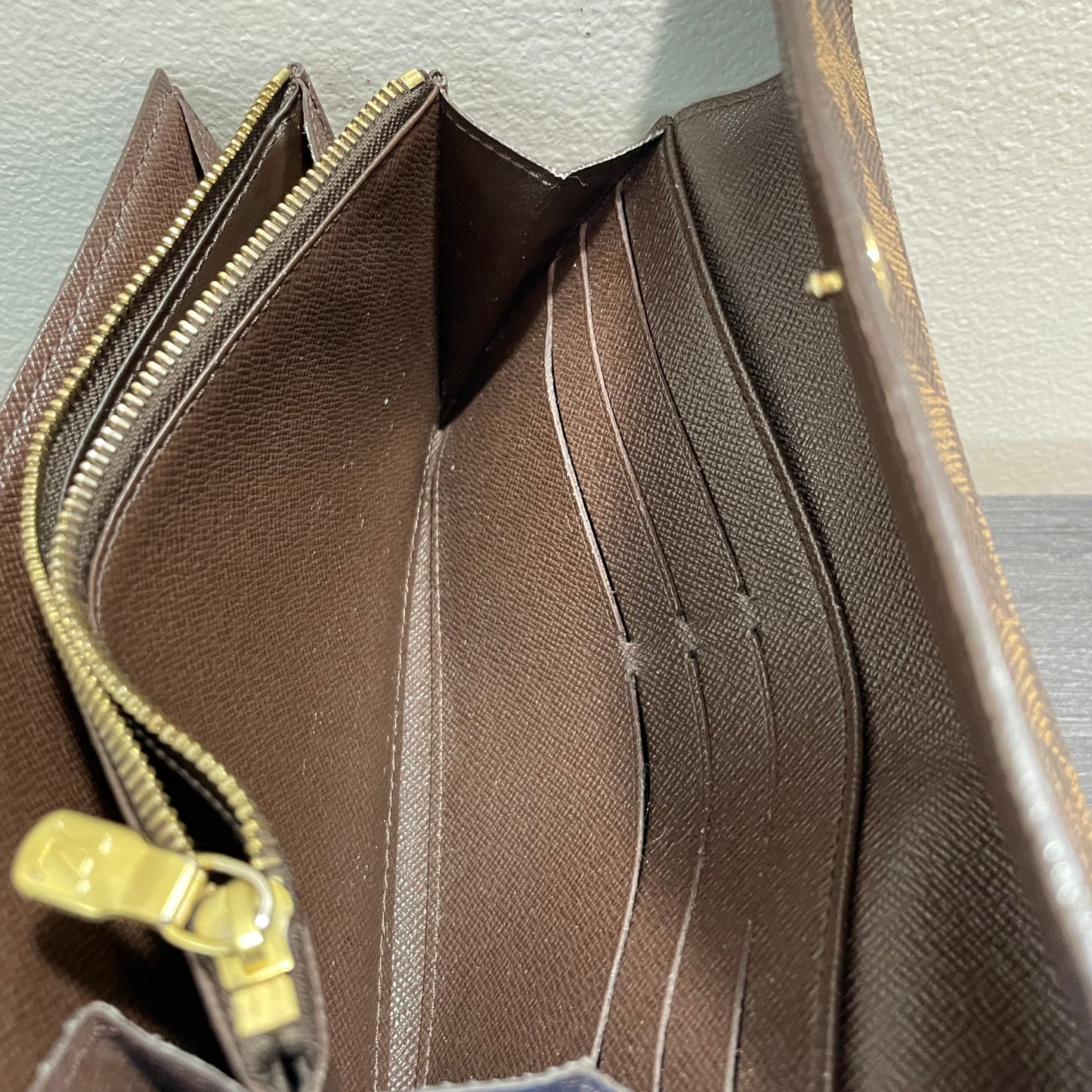 Louis Vuitton Damier Ebene Wallet on Chain & Storage Box