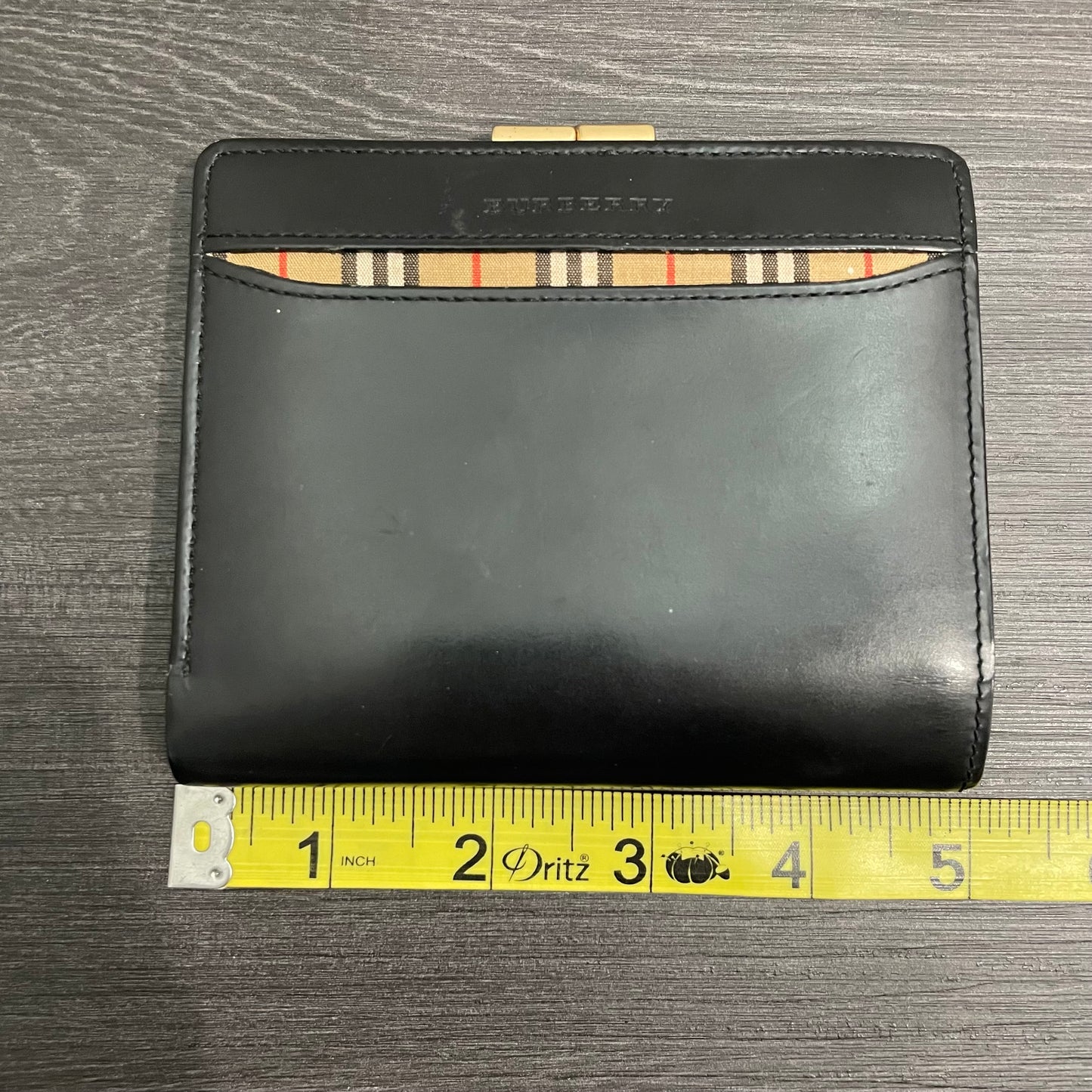 BURBERRY Patent Leather Wallet with Kiss Clasp