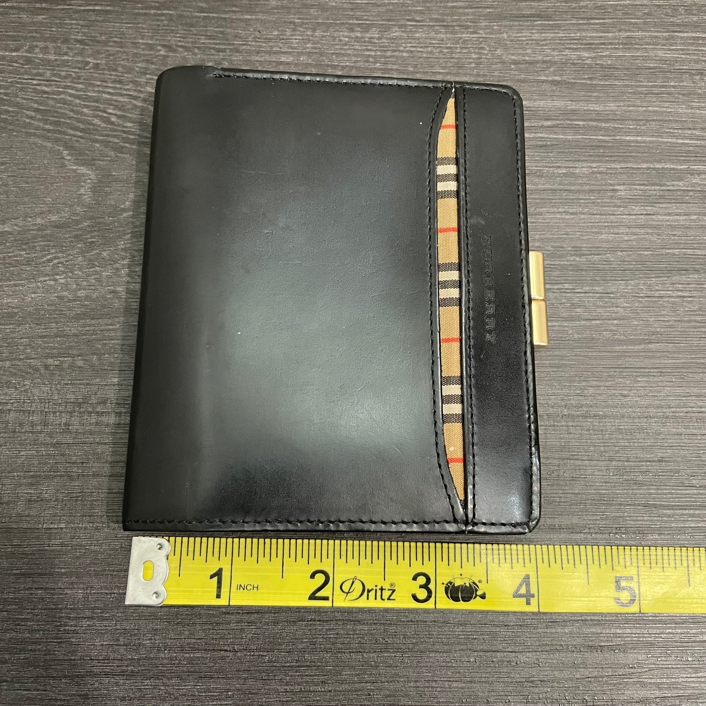 BURBERRY Patent Leather Wallet with Kiss Clasp