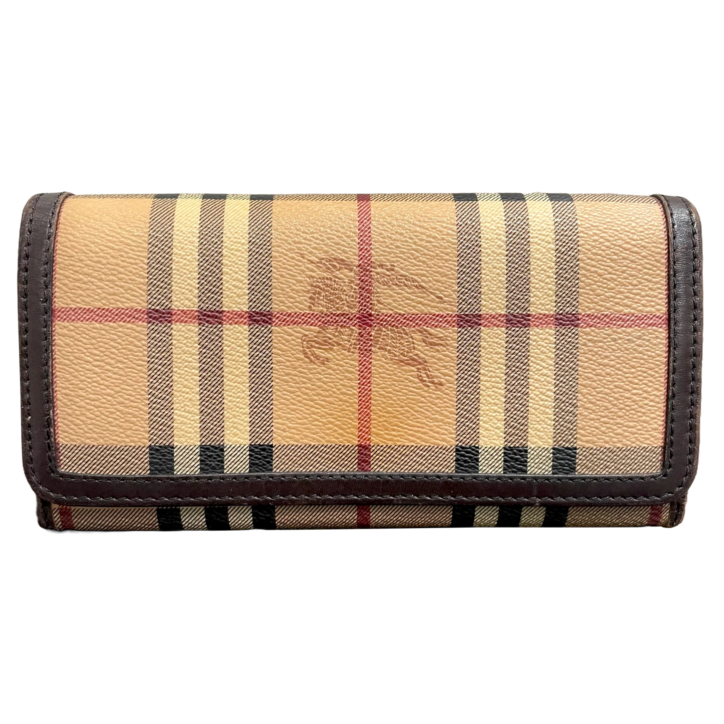 BURBERRY Coated Canvas Brown Leather Wallet