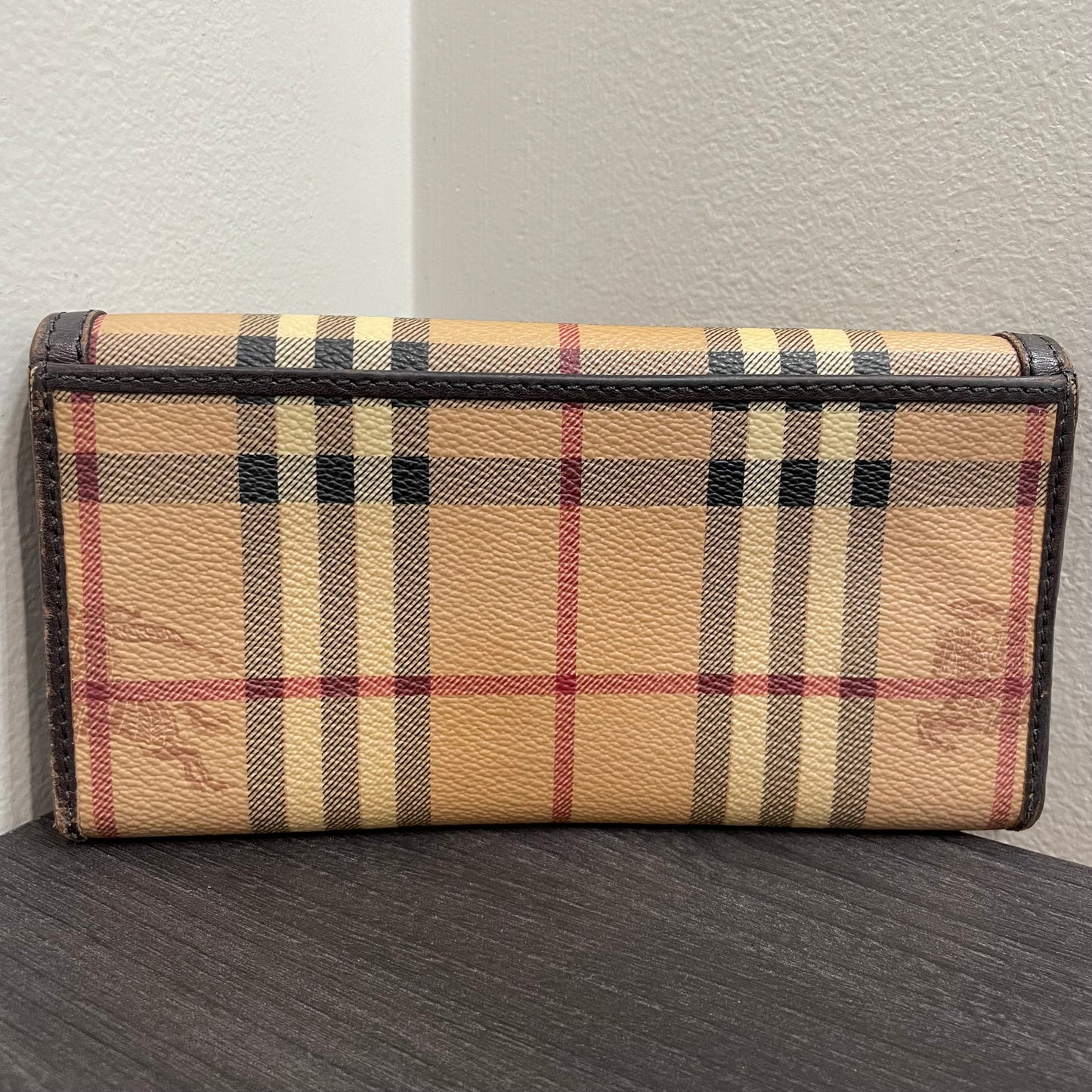 BURBERRY Coated Canvas Brown Leather Wallet