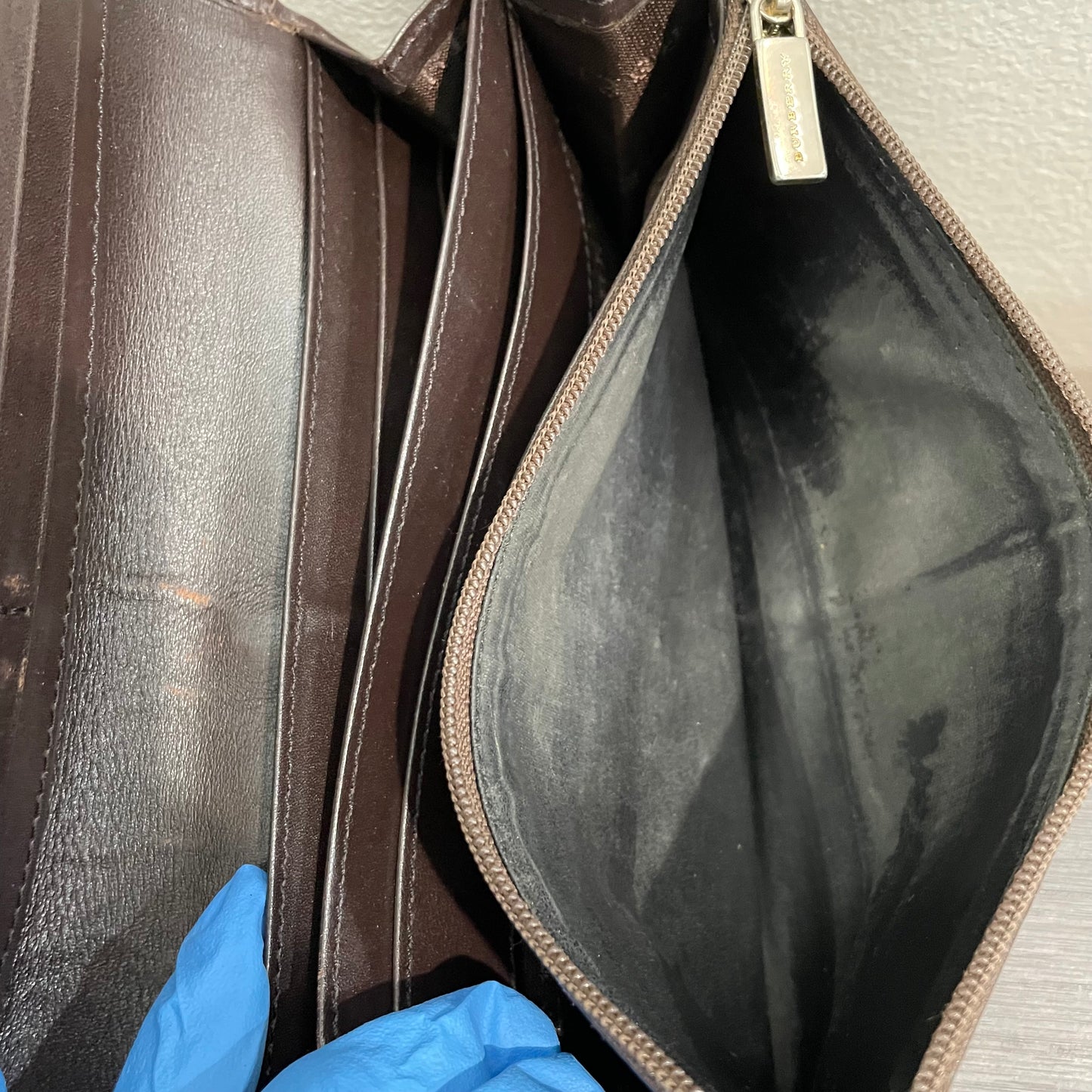 BURBERRY Coated Canvas Brown Leather Wallet